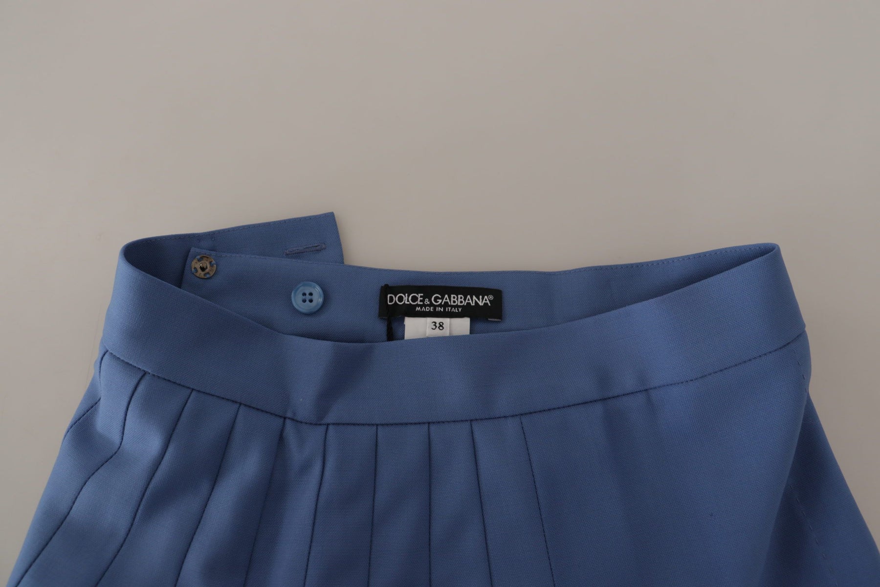 Dolce & Gabbana Blue Embellished Pleated Mini Skirt Wool | Regal Royce
