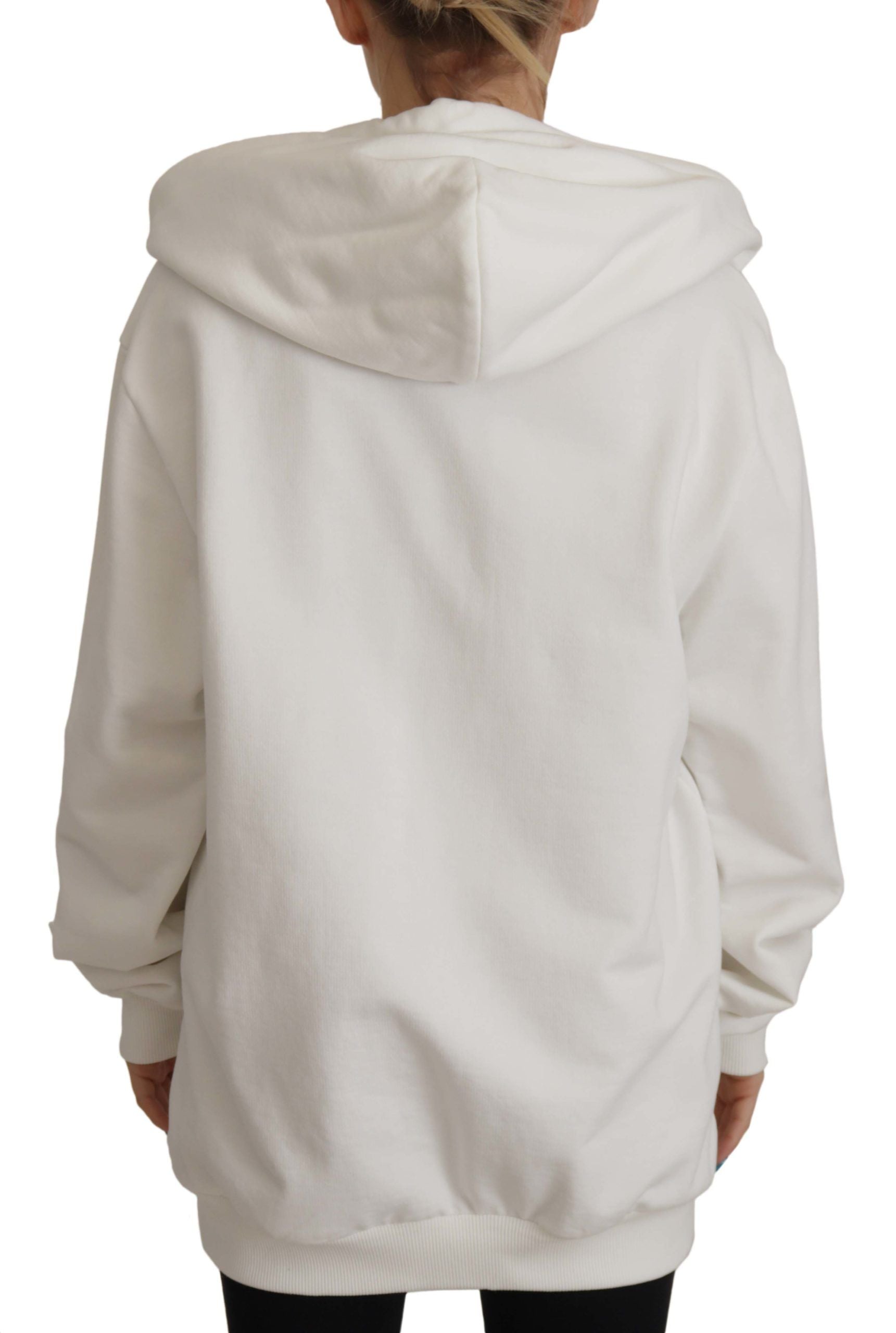 Dolce & Gabbana White Hoodie Pullover Embroidered Sweater | Regal Royce
