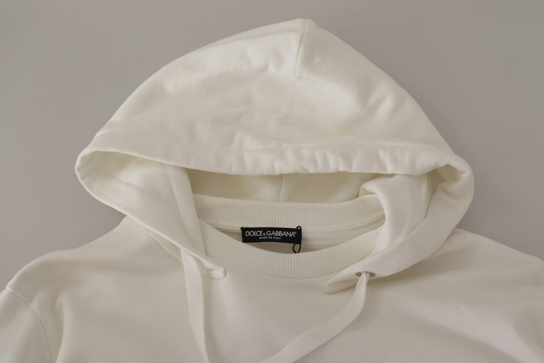Dolce & Gabbana White Hoodie Pullover Embroidered Sweater | Regal Royce