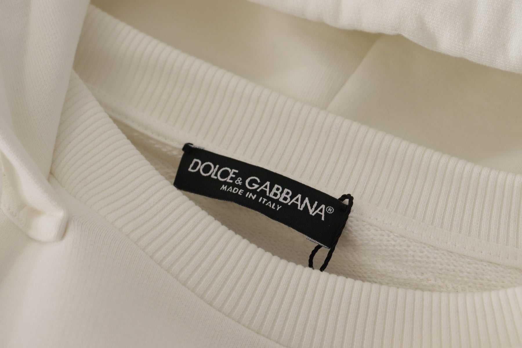 Dolce & Gabbana White Hoodie Pullover Embroidered Sweater | Regal Royce