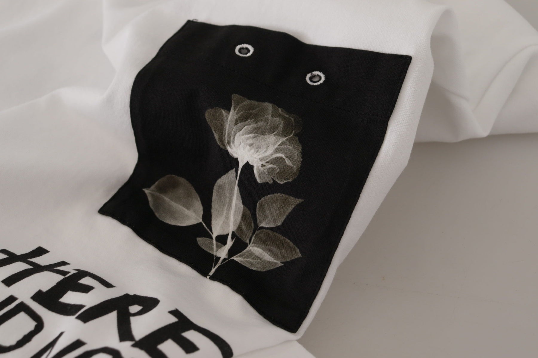 Dolce & Gabbana White Slogan Print Round Neck Cotton  T-shirt | Regal Royce