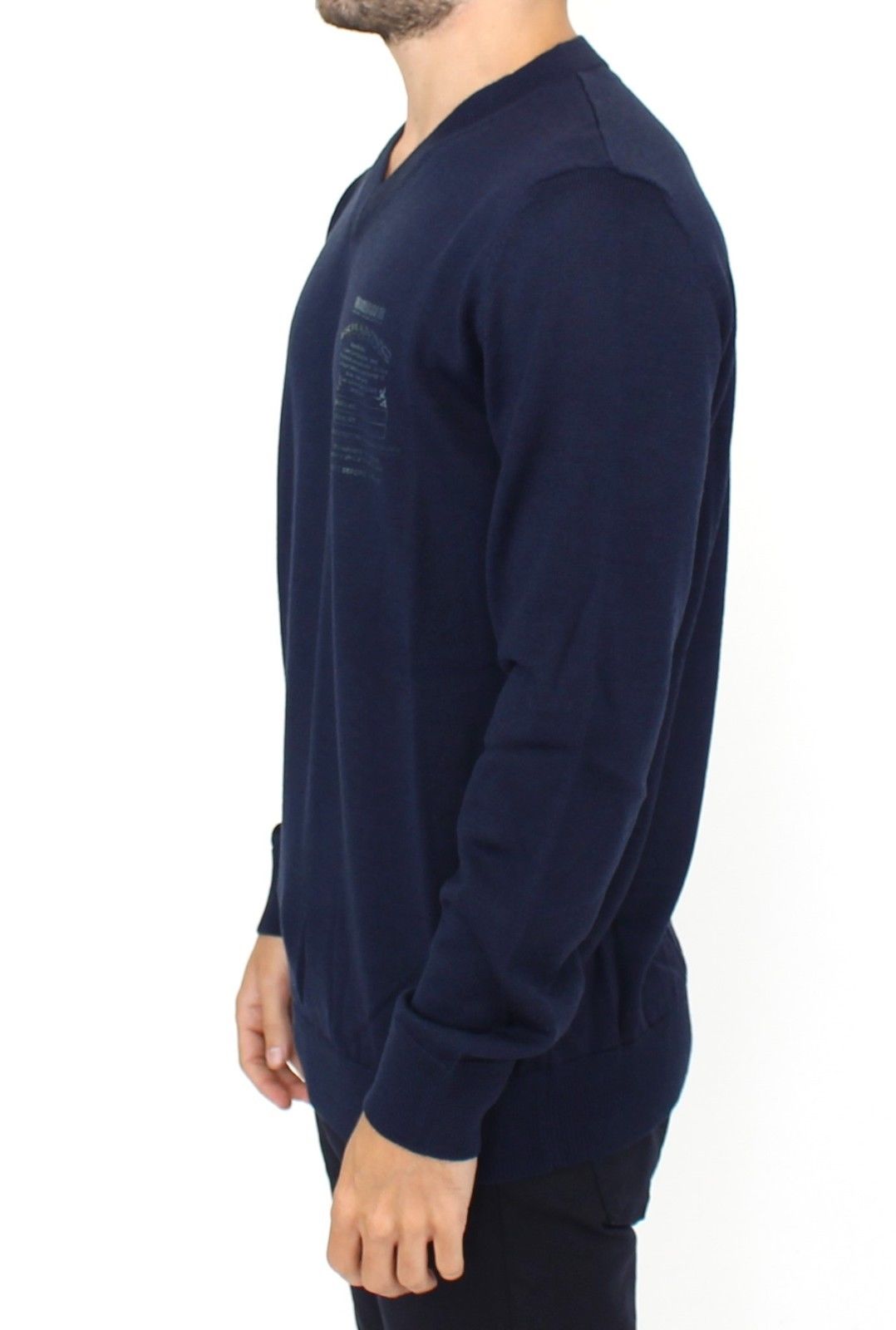 Ermanno Scervino Blue Wool Blend V-neck Pullover Sweater | Regal Royce