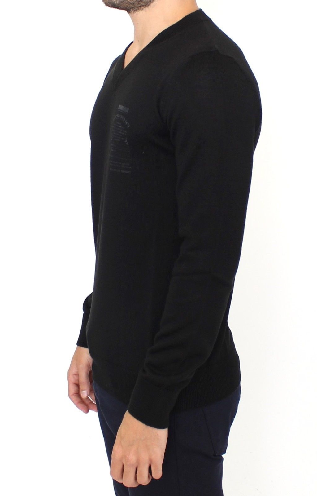 Ermanno Scervino Black Wool Blend V-neck Pullover Sweater | Regal Royce