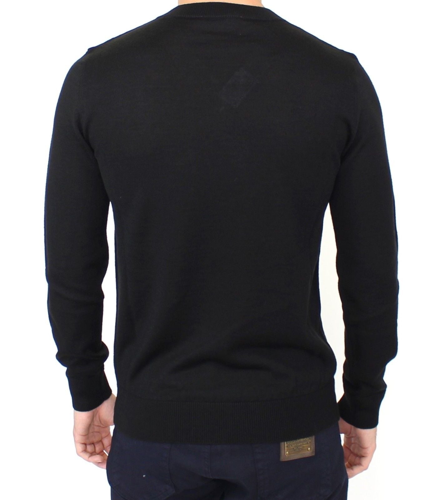 Ermanno Scervino Black Wool Blend V-neck Pullover Sweater | Regal Royce