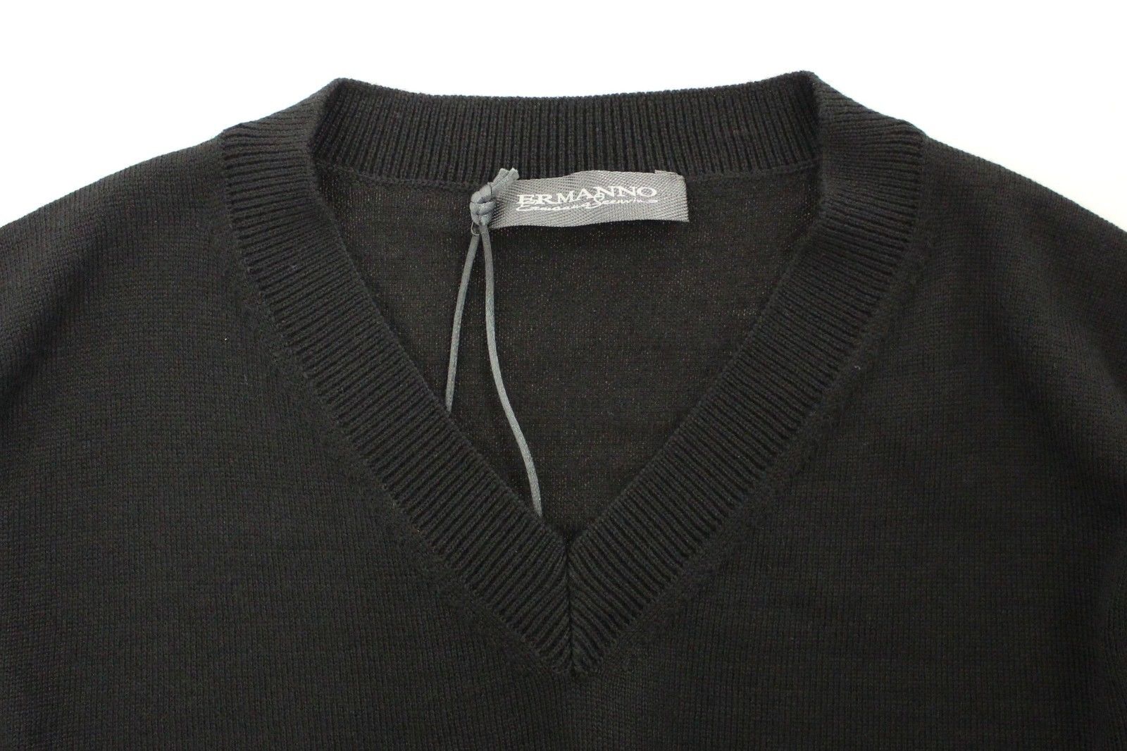 Ermanno Scervino Black Wool Blend V-neck Pullover Sweater | Regal Royce