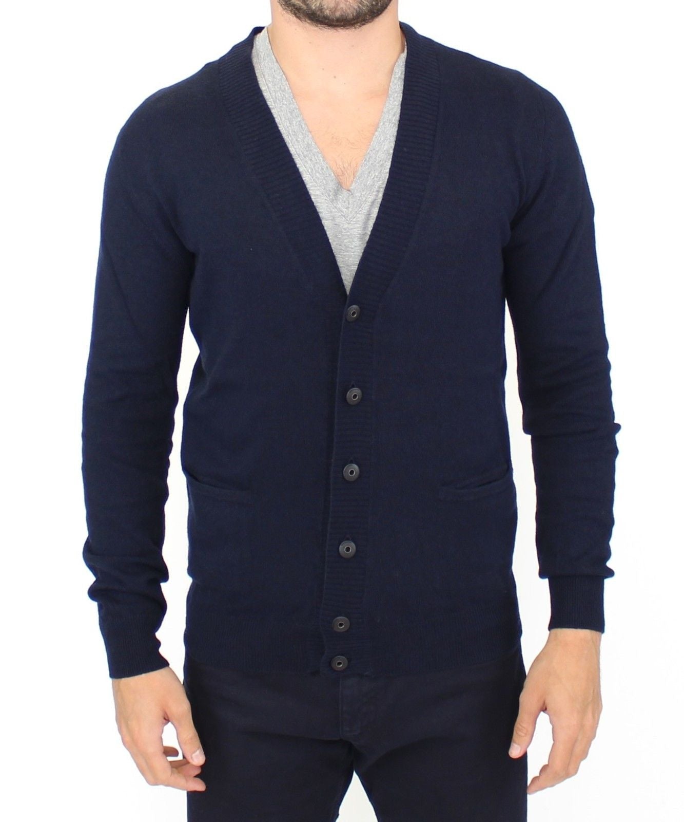 Ermanno Scervino Blue Wool Cashmere Cardigan Pullover Sweater | Regal Royce