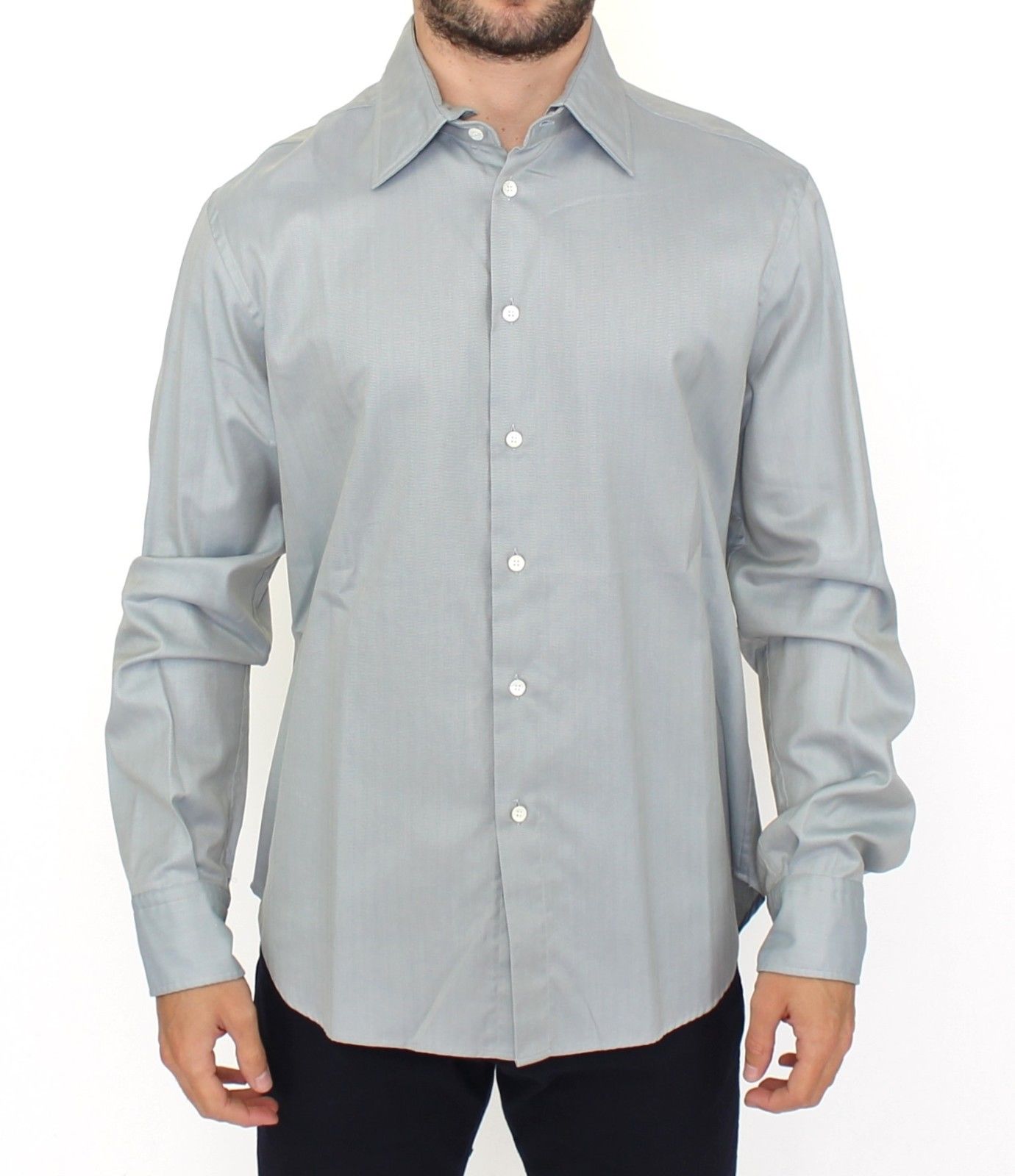 Ermanno Scervino Gray Cotton Long Sleeve Casual Shirt Top | Regal Royce