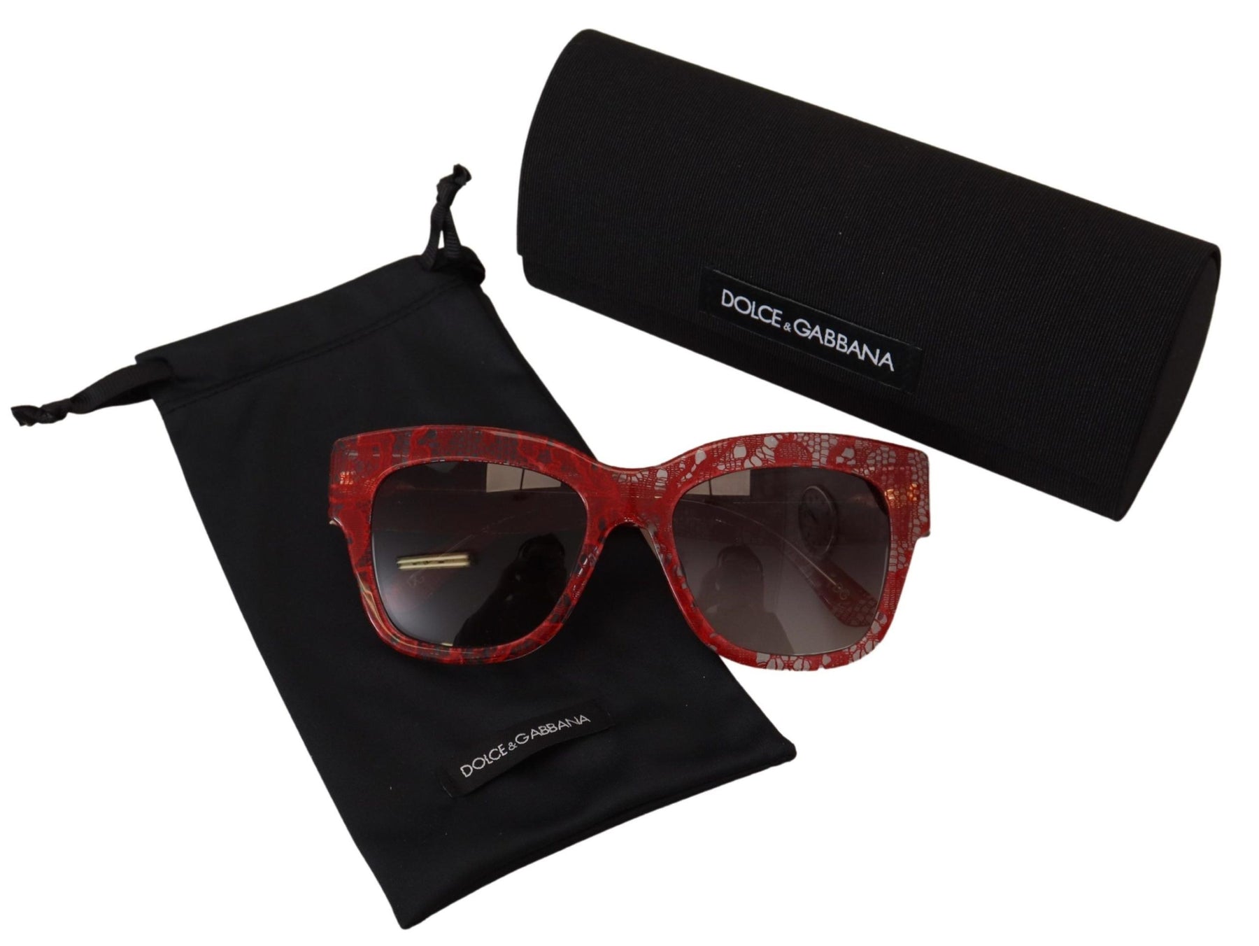 Dolce & Gabbana Red Lace Acetate Rectangle Shades  DG4231F  Sunglasses | Regal Royce
