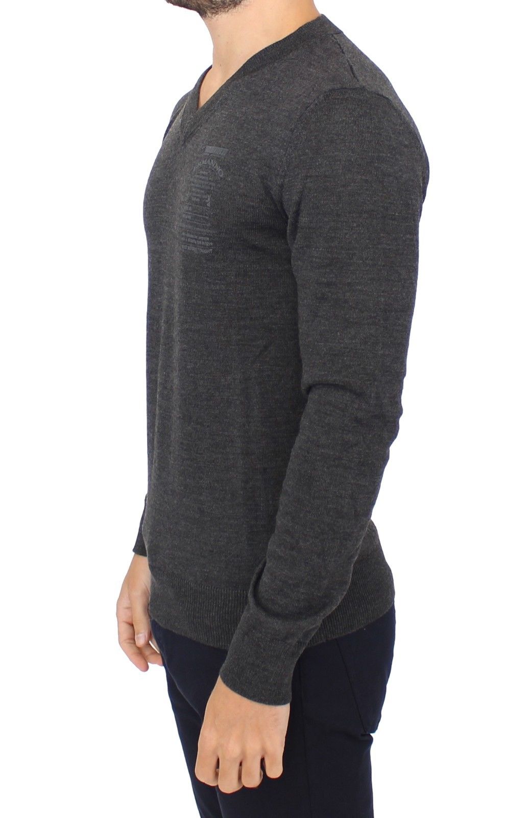 Ermanno Scervino Gray Wool Blend V-neck Pullover Sweater | Regal Royce