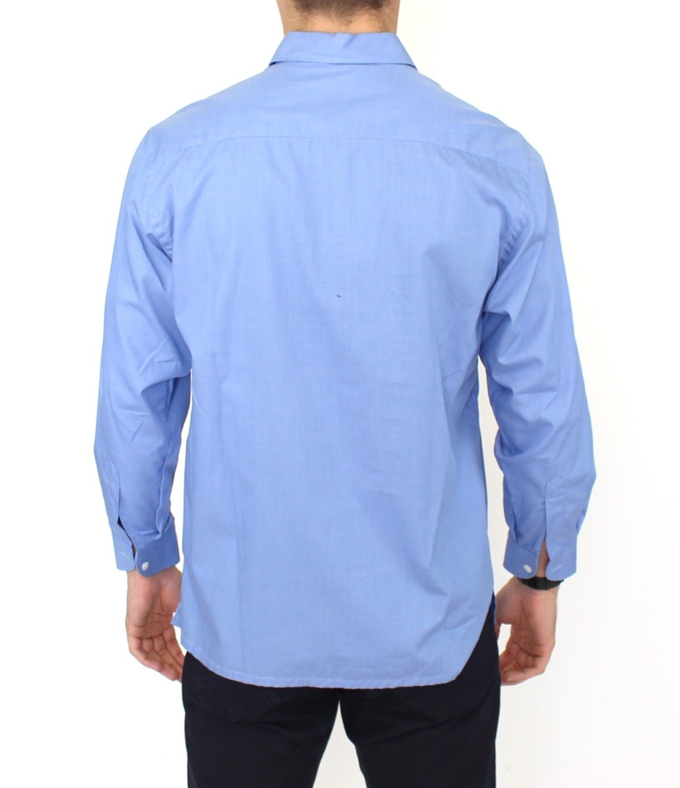 Ermanno Scervino Blue Cotton Dress Classic Fit Shirt | Regal Royce