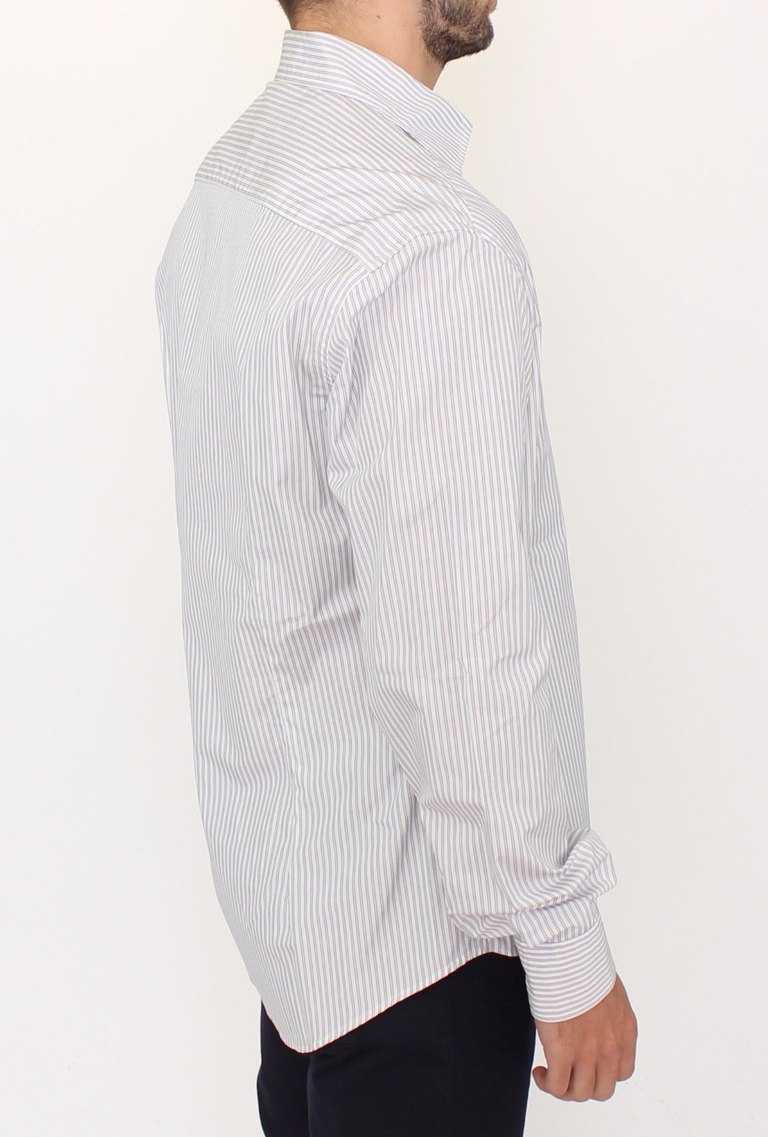 Ermanno Scervino White Gray Striped Regular Fit Casual Shirt | Regal Royce