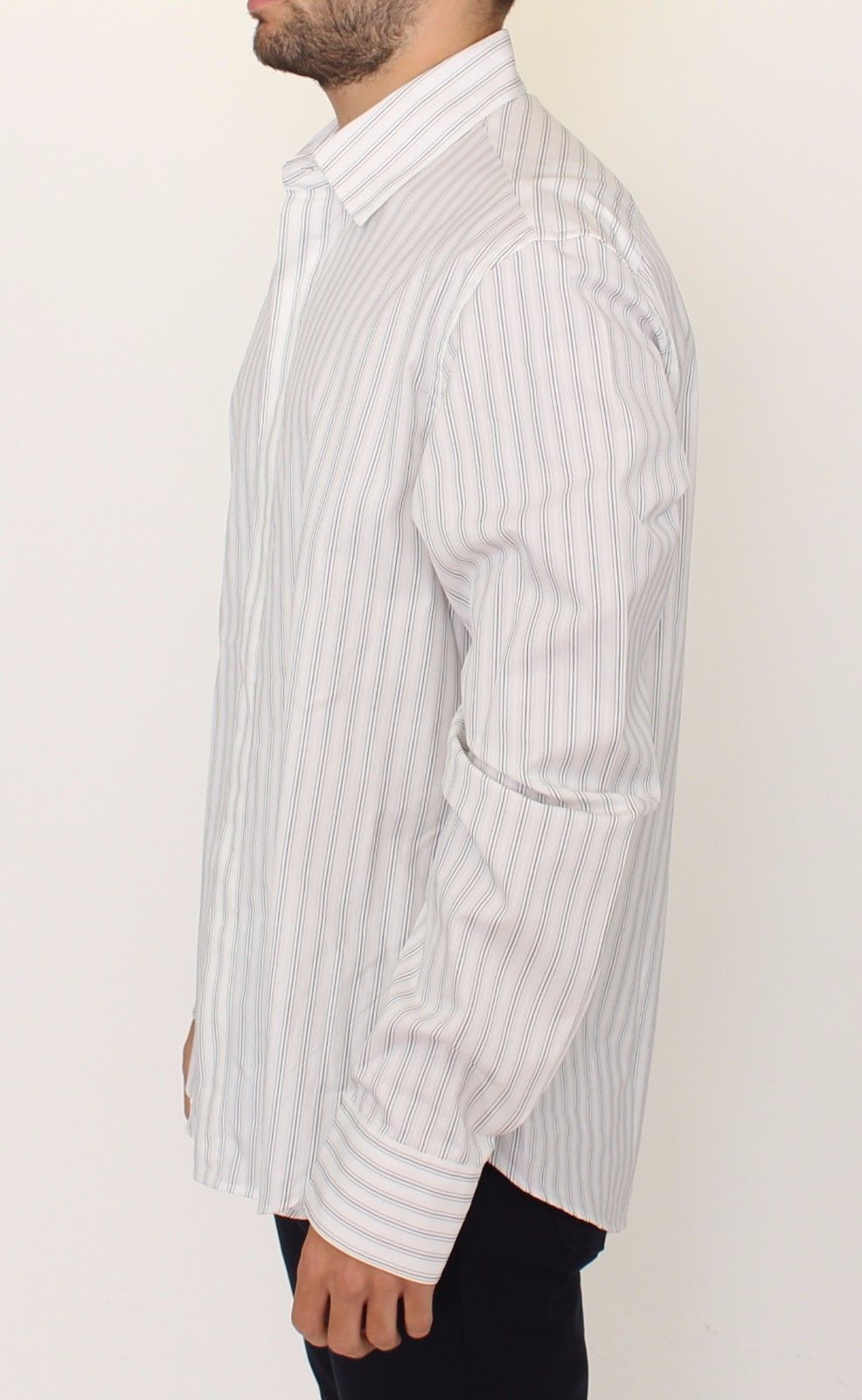 Ermanno Scervino White Black Striped Regular Fit Casual Shirt | Regal Royce