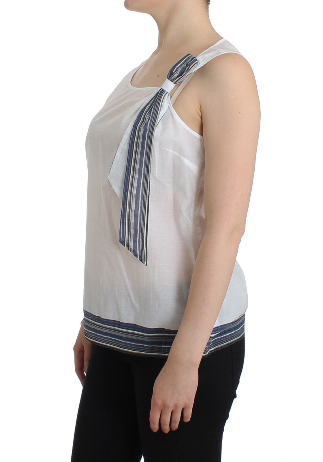 Ermanno Scervino White Blue Top Blouse Tank Shirt Sleeveless | Regal Royce