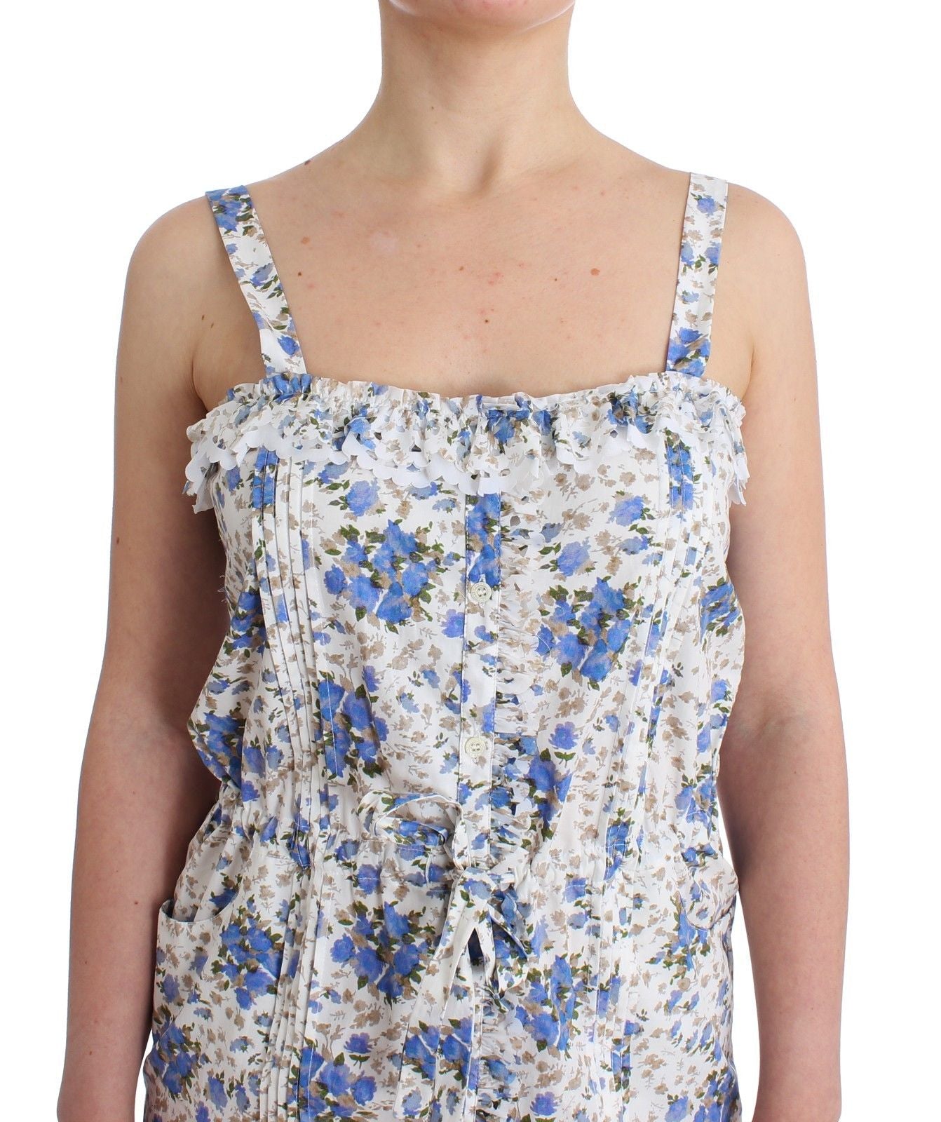 Ermanno Scervino Beachwear Blue Floral Beach Mini Dress Short | Regal Royce