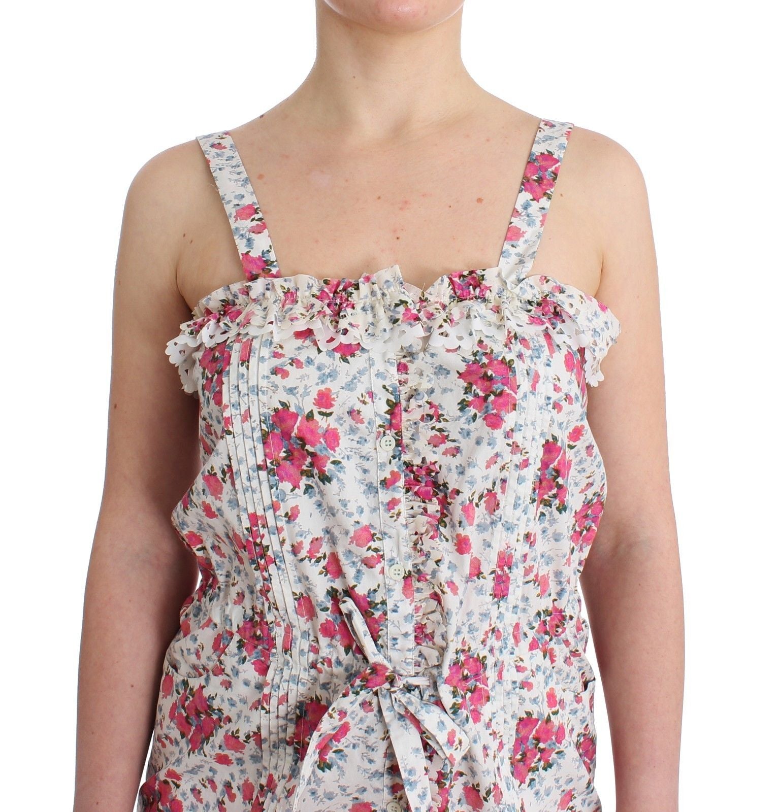 Ermanno Scervino Beachwear Pink Floral Beach Mini Dress Short | Regal Royce
