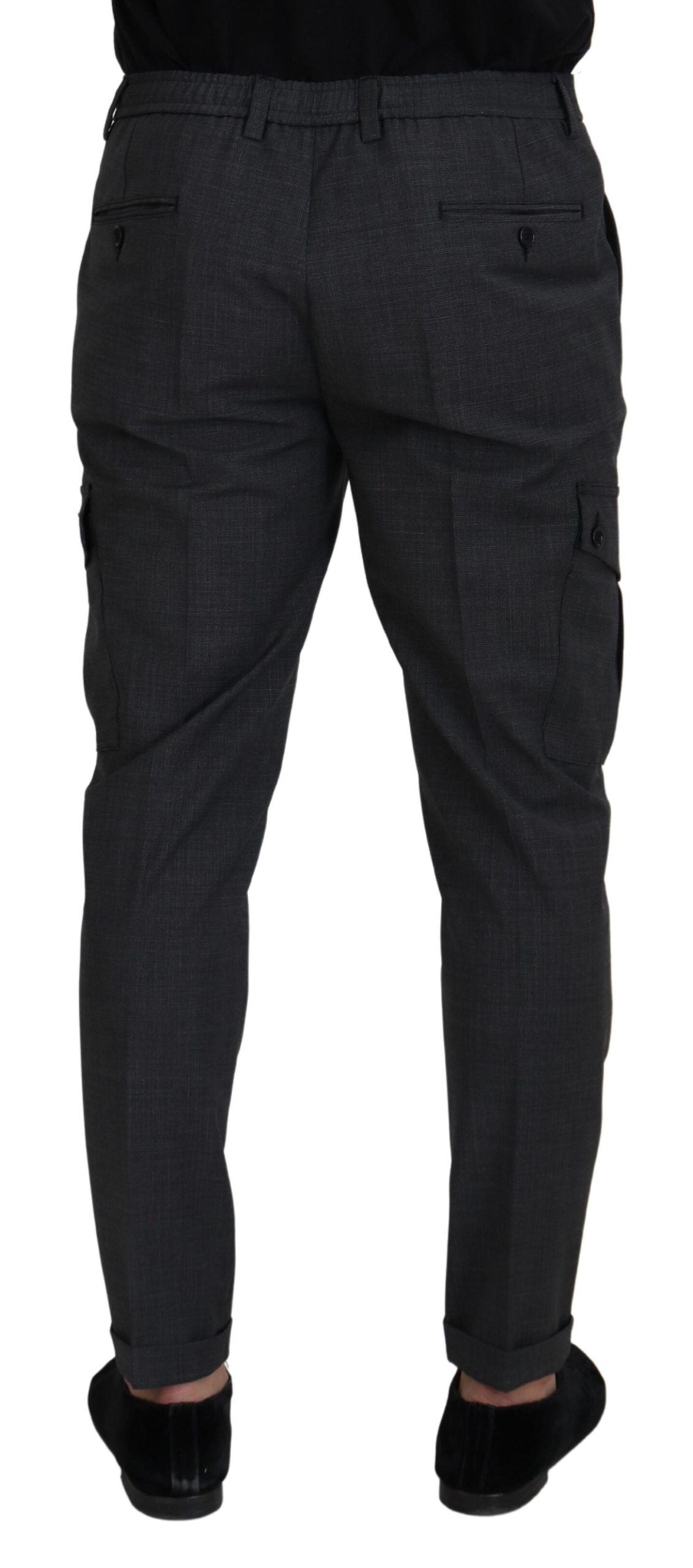 Dolce & Gabbana Gray Checked Cargo Trousers Stretch Pants | Regal Royce