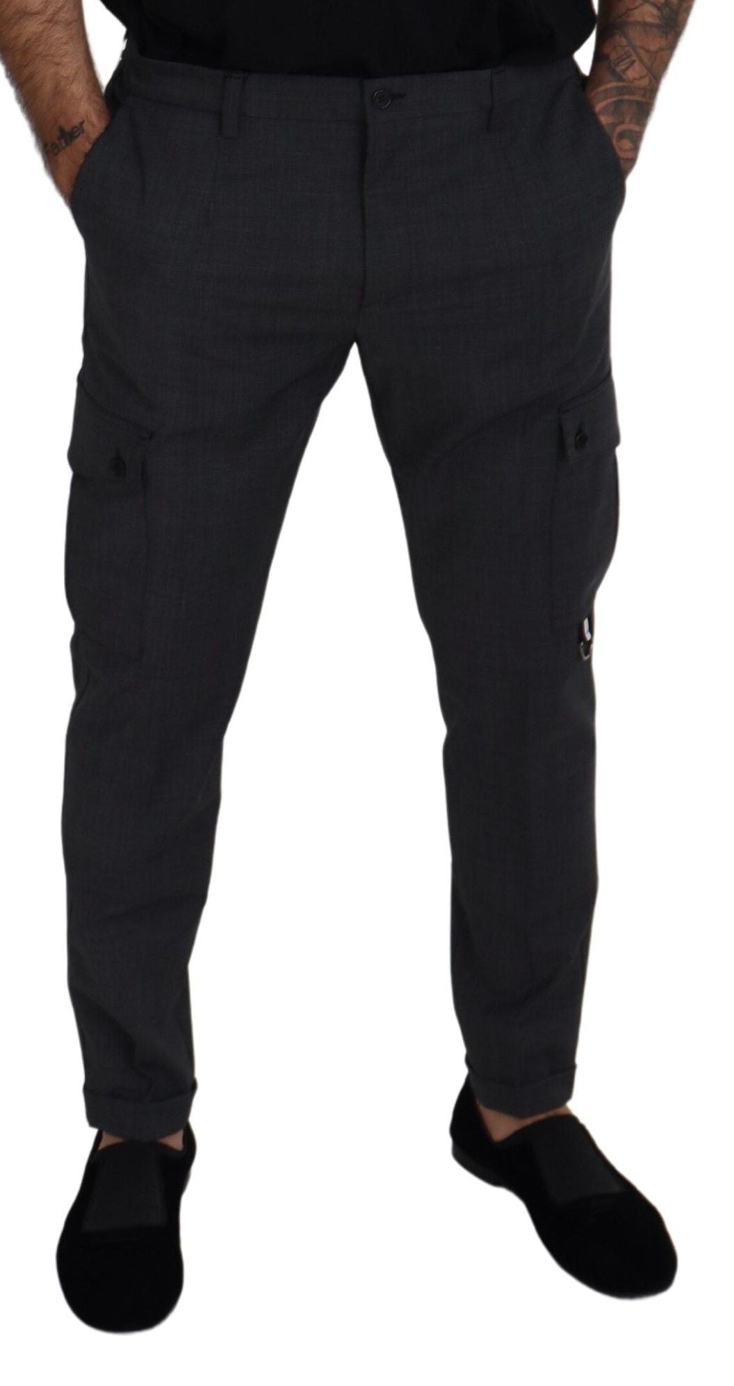 Dolce & Gabbana Gray Checked Cargo Trousers Stretch Pants | Regal Royce