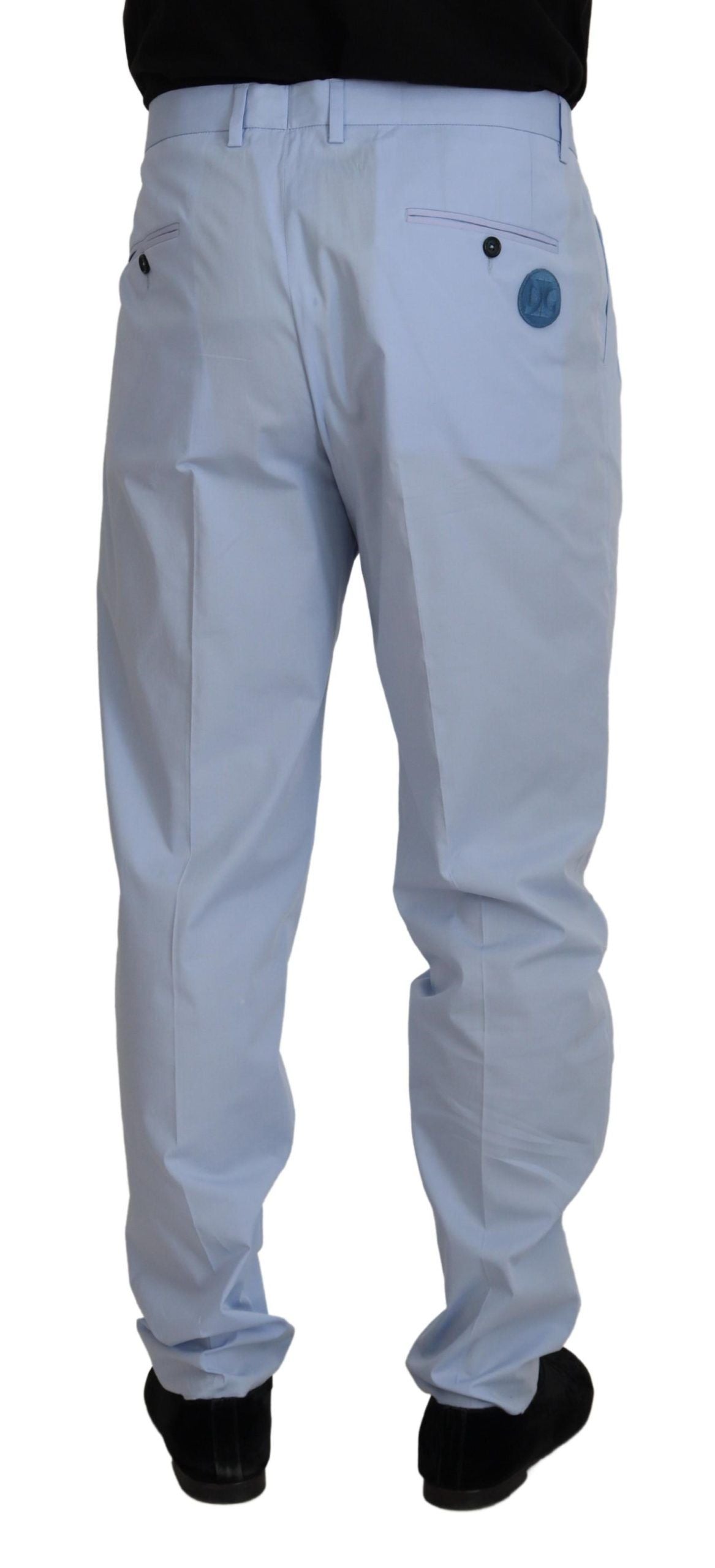 Dolce & Gabbana Blue Cotton Stretch Trousers Chinos Pants | Regal Royce