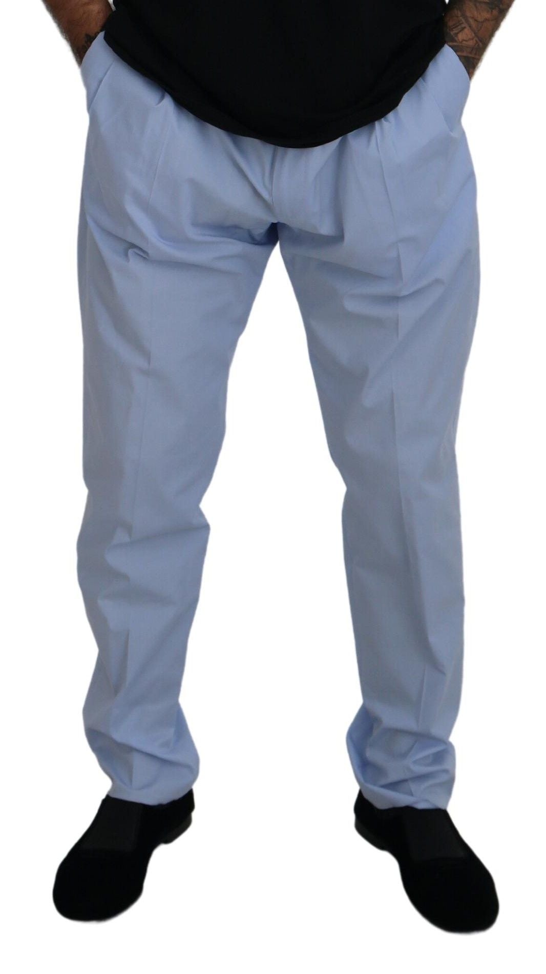 Dolce & Gabbana Blue Cotton Stretch Trousers Chinos Pants | Regal Royce