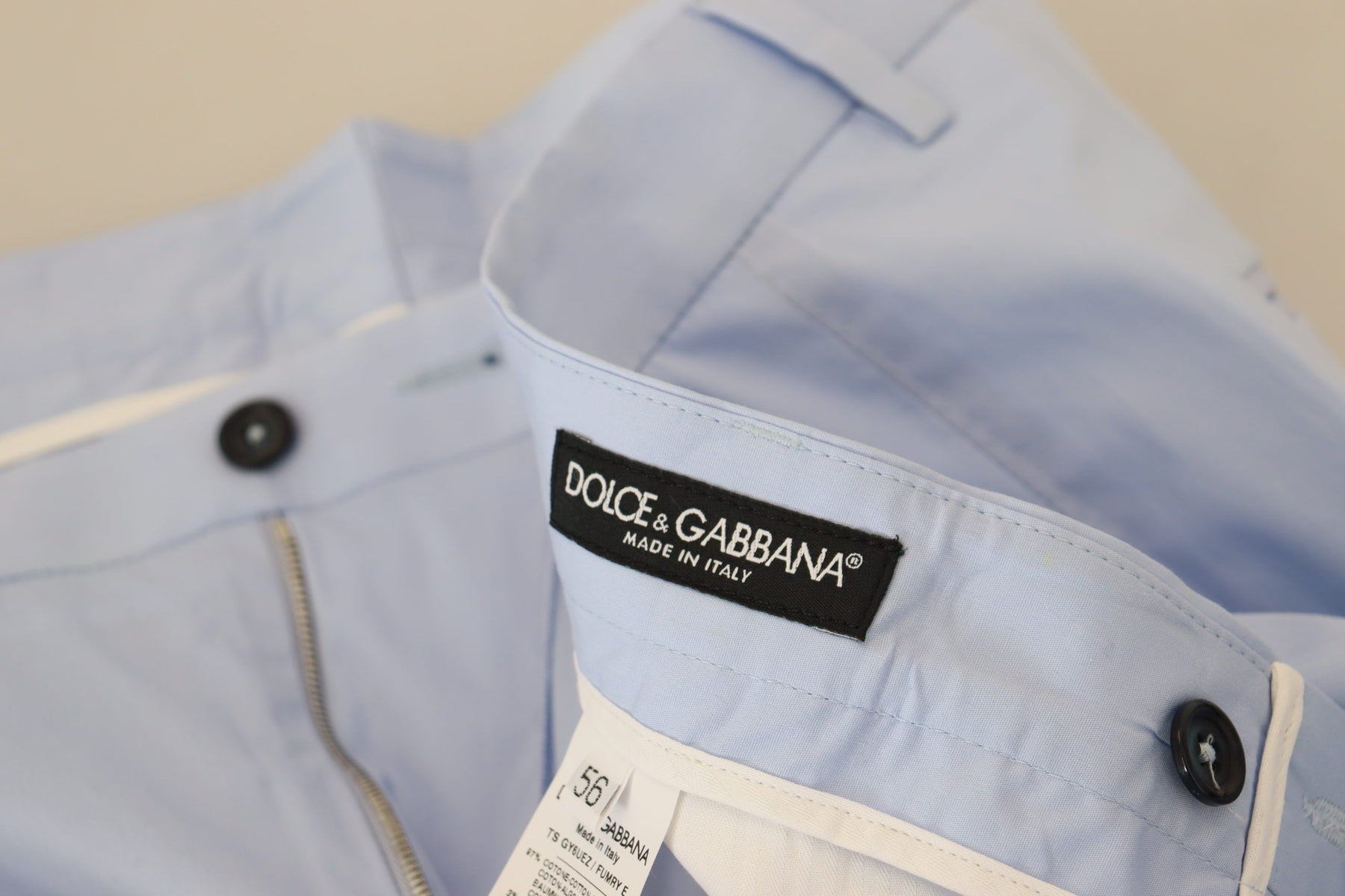 Dolce & Gabbana Blue Cotton Stretch Trousers Chinos Pants | Regal Royce