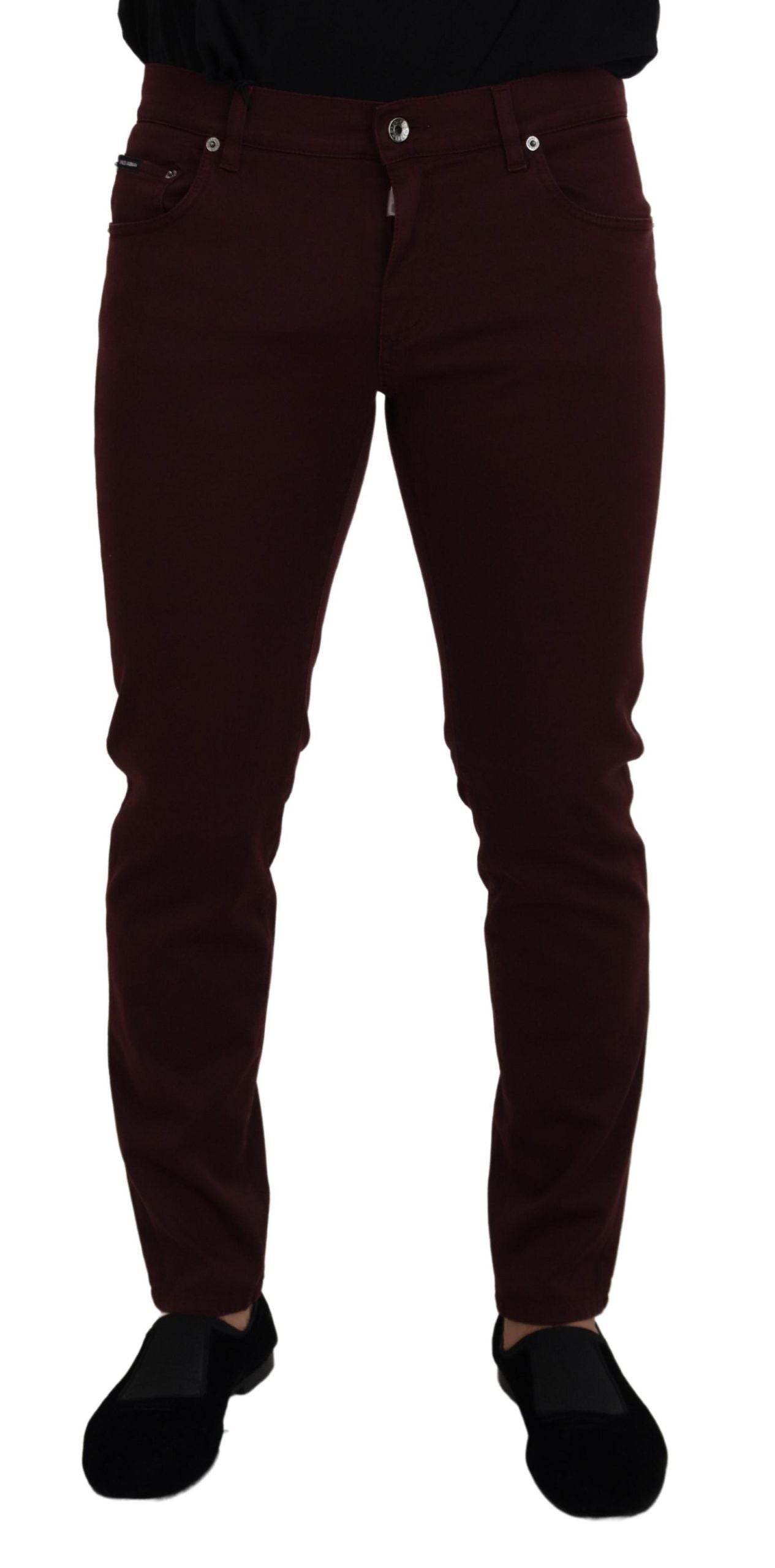 Dolce & Gabbana Bordeaux Cotton Stretch GOLD Denim Jeans | Regal Royce