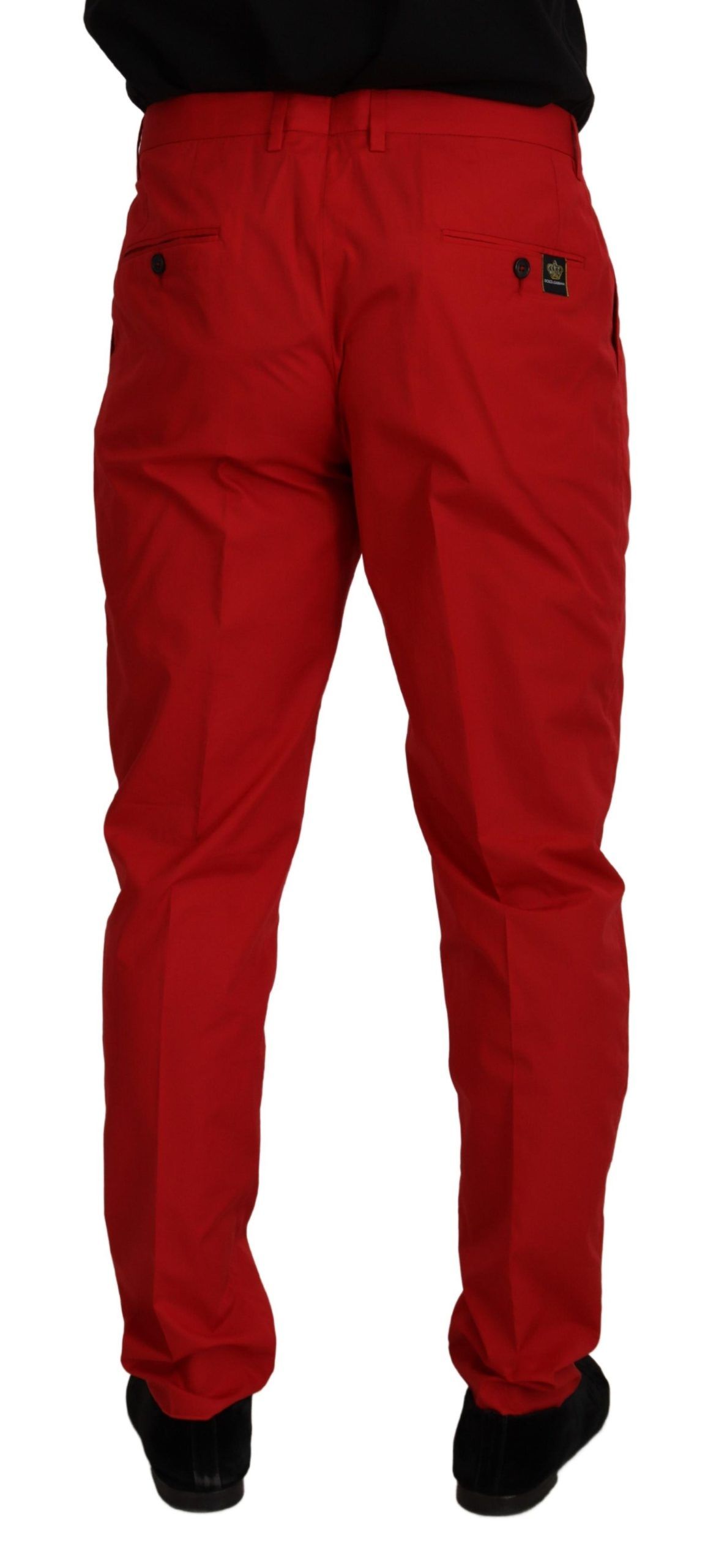Dolce & Gabbana Red Cotton Slim Fit Trousers Chinos Pants | Regal Royce