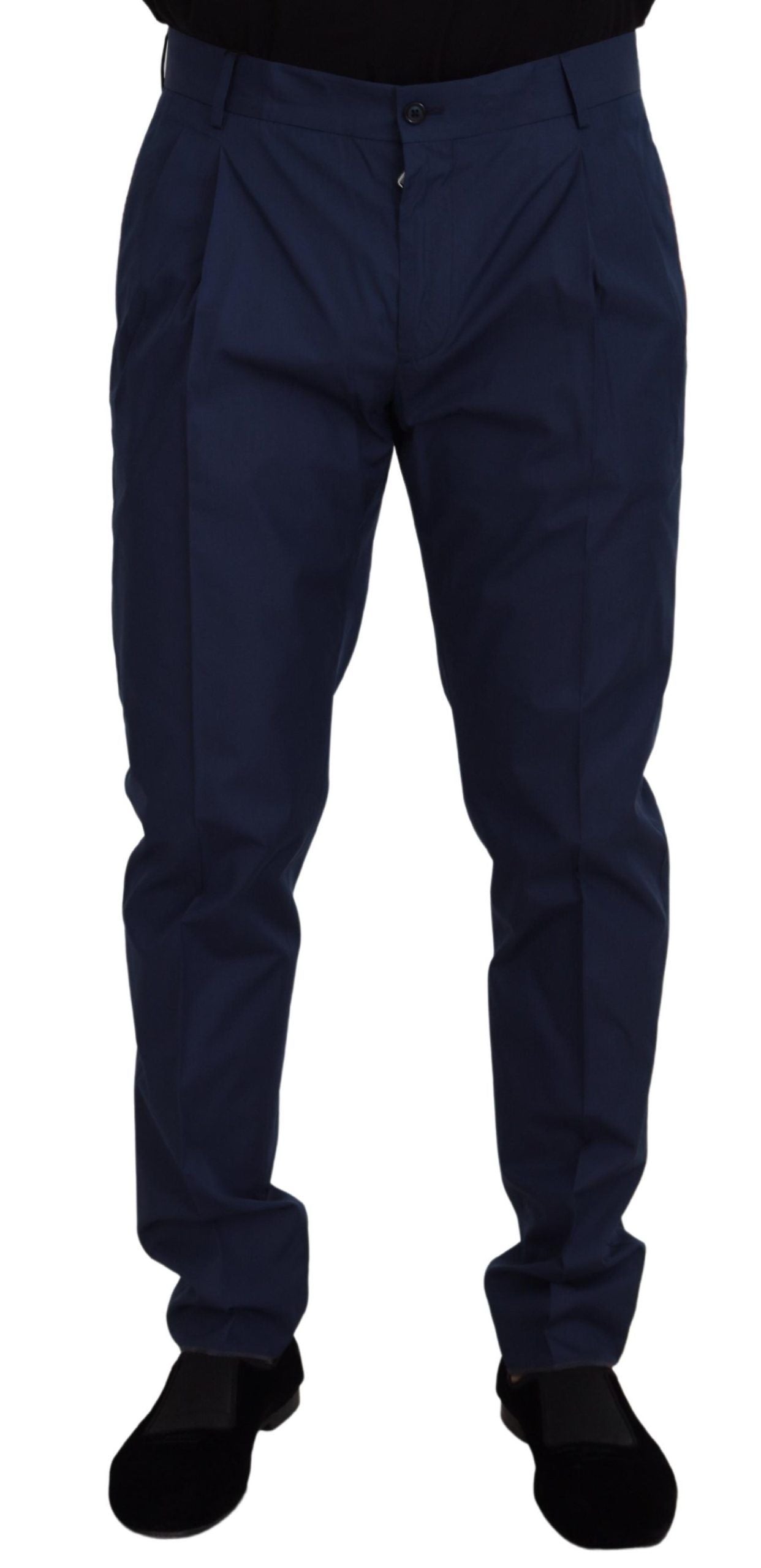Dolce & Gabbana Blue Cotton Silk Trousers Chinos Pants | Regal Royce