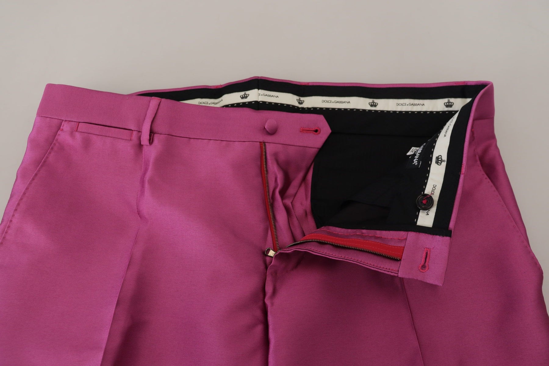 Dolce & Gabbana Pink Silk Slim Trousers Dress Formal Pants | Regal Royce