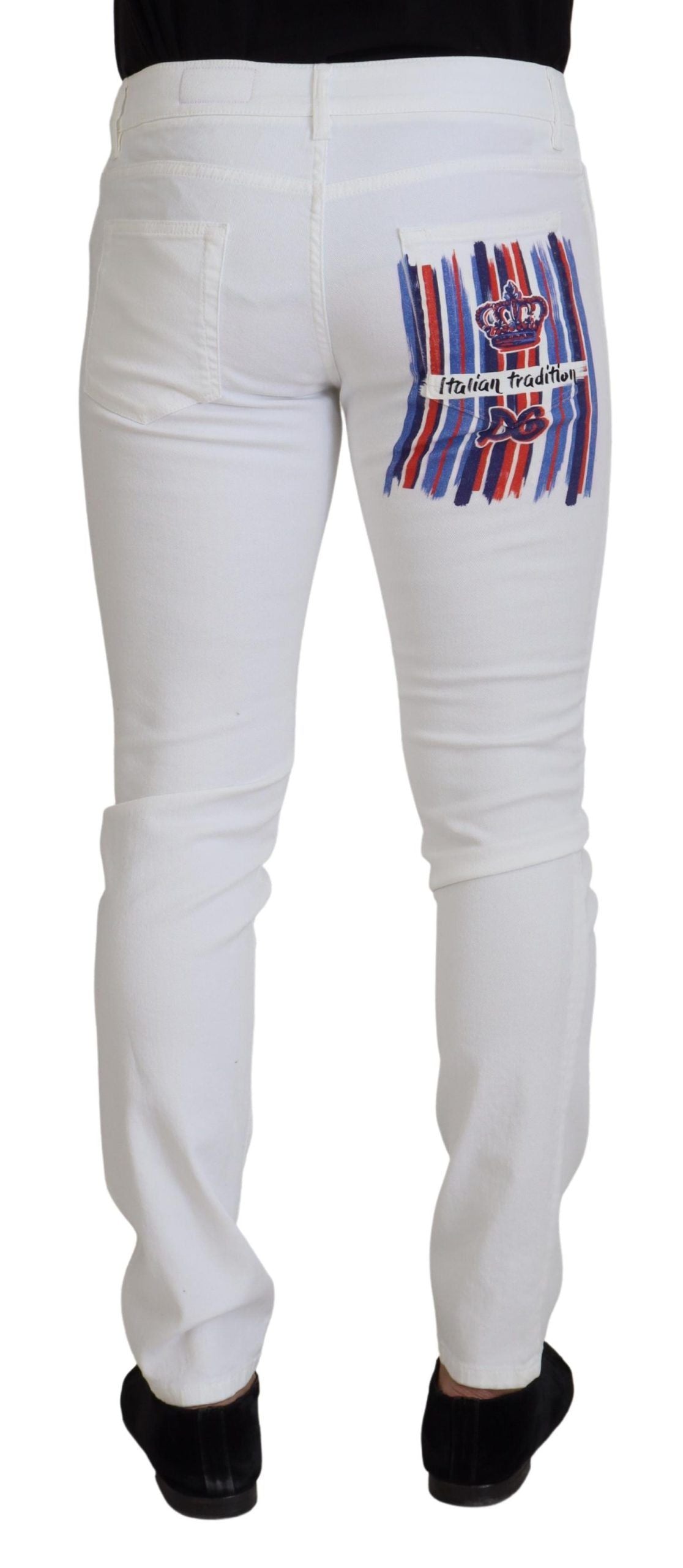 Dolce & Gabbana White Slim Skinny Stretch Cotton Denim Jeans | Regal Royce