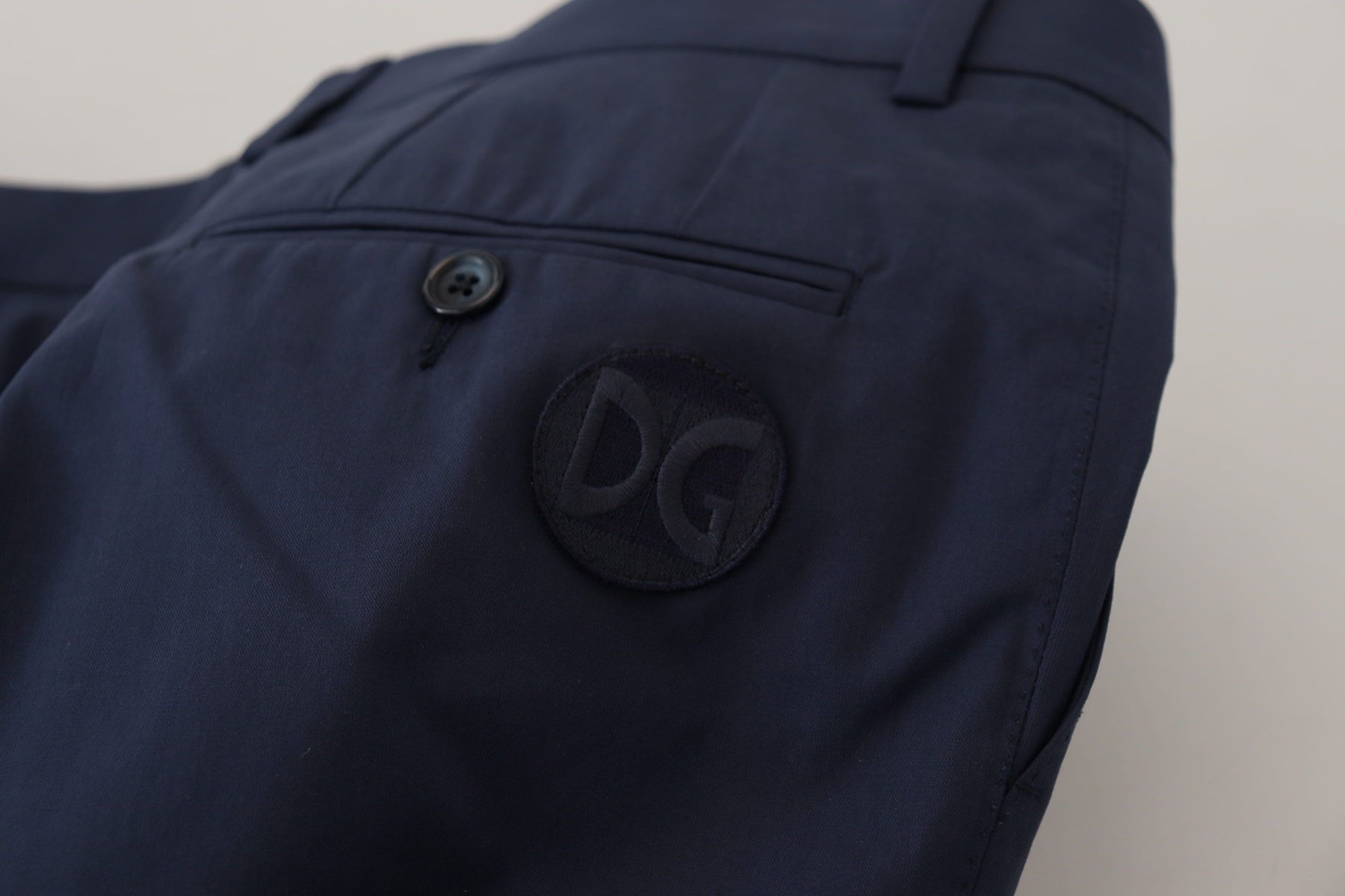 Dolce & Gabbana Blue Cotton Slim Trousers Chinos Pants | Regal Royce