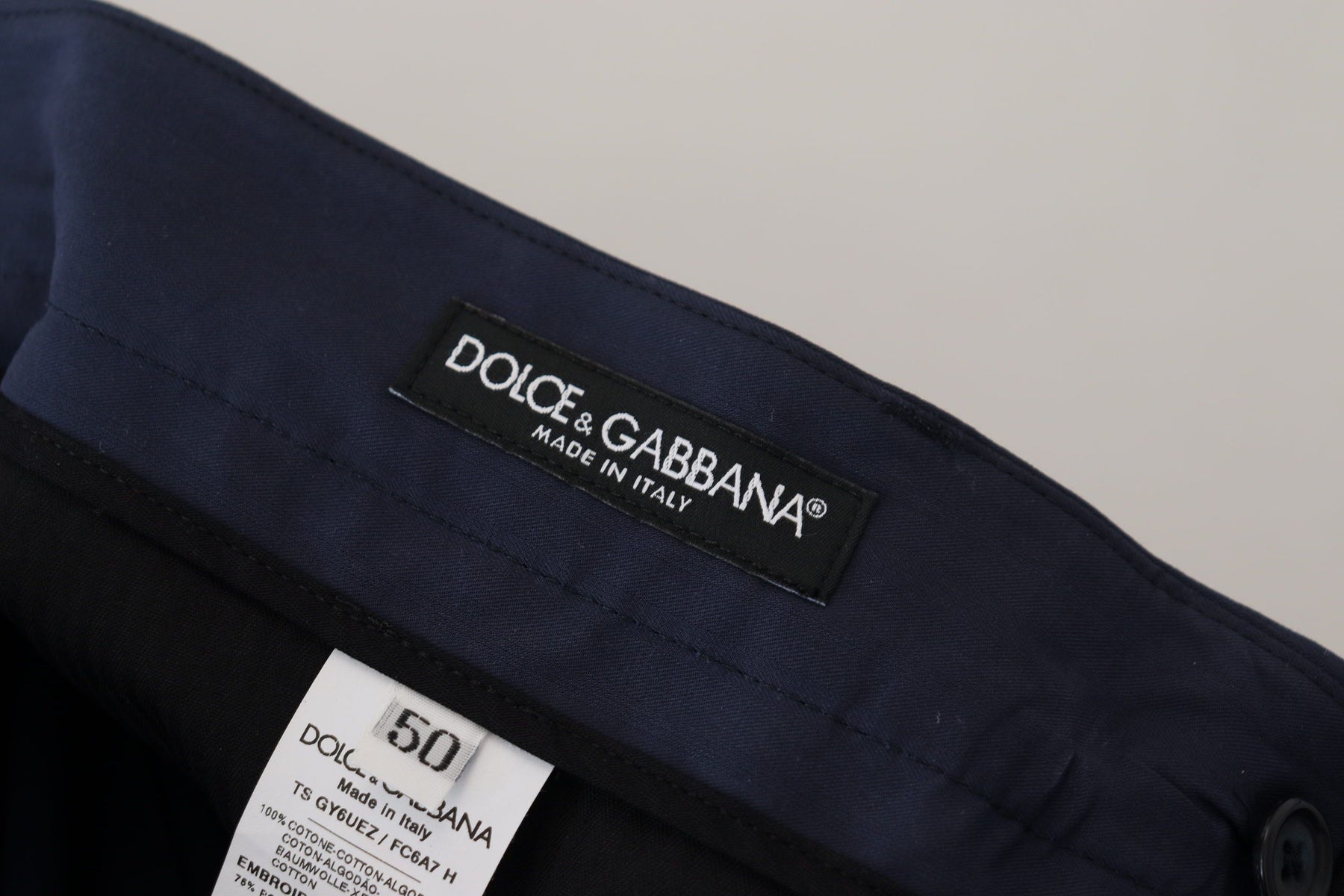 Dolce & Gabbana Blue Cotton Slim Trousers Chinos Pants | Regal Royce