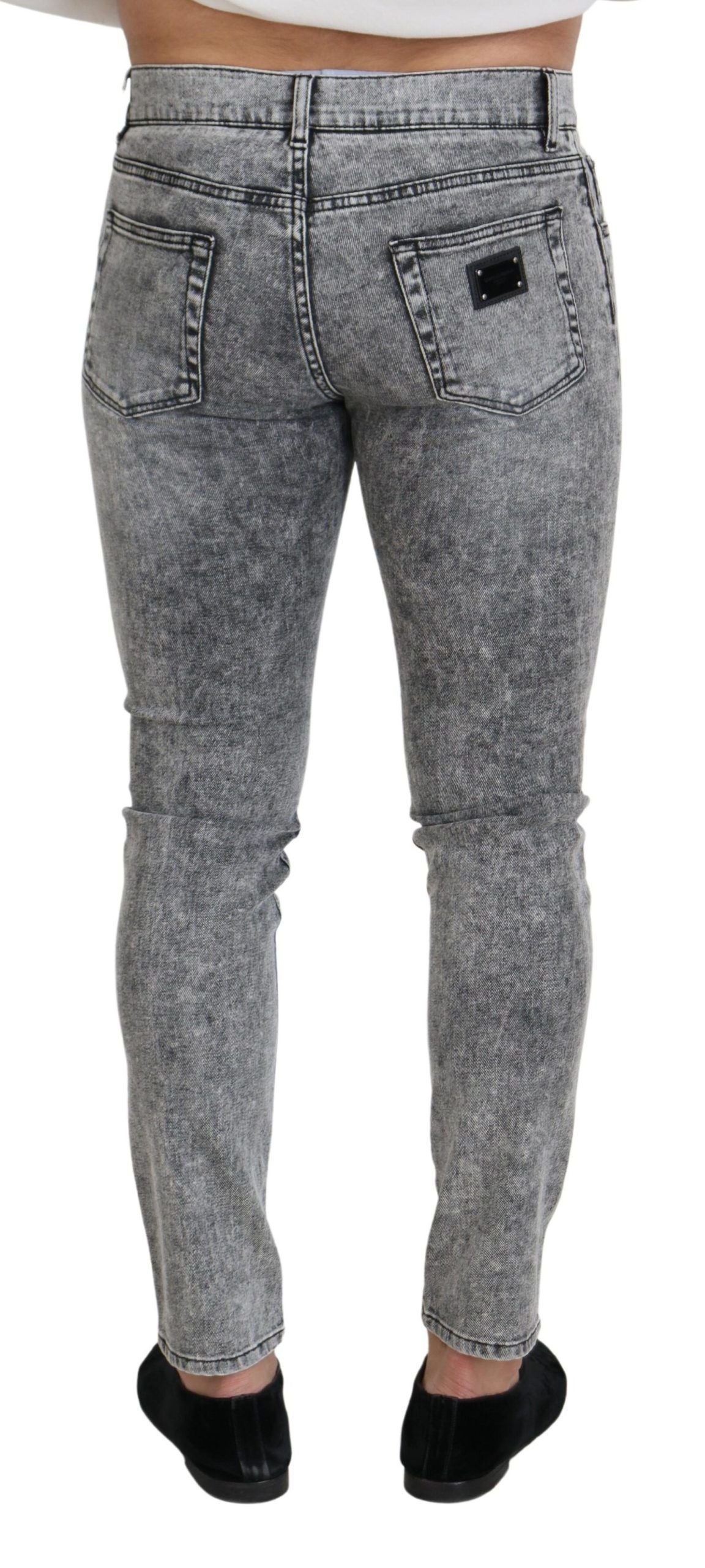 Dolce & Gabbana Gray Slim Fit Wash Stretch Cotton Denim Jeans | Regal Royce