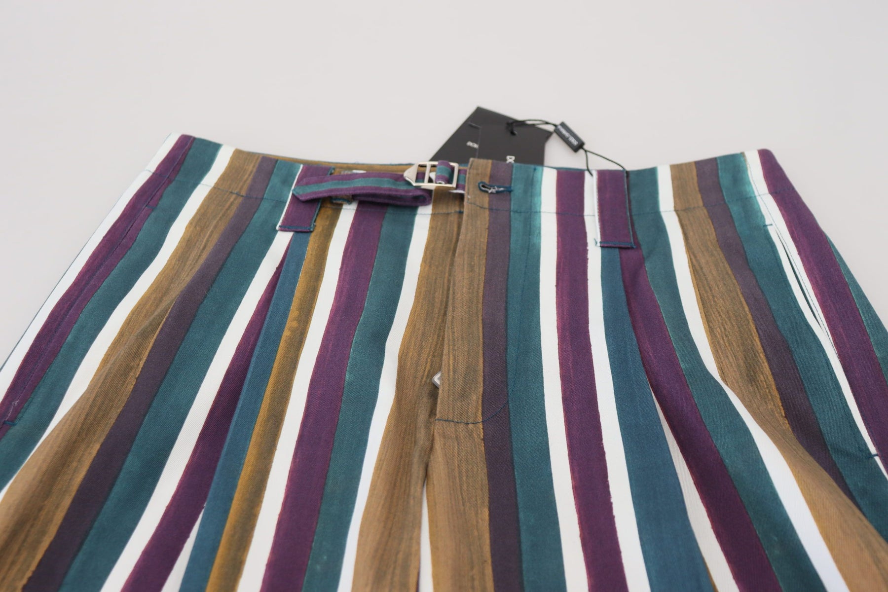 Dolce & Gabbana Multicolor Striped Stretch Cotton Shorts | Regal Royce