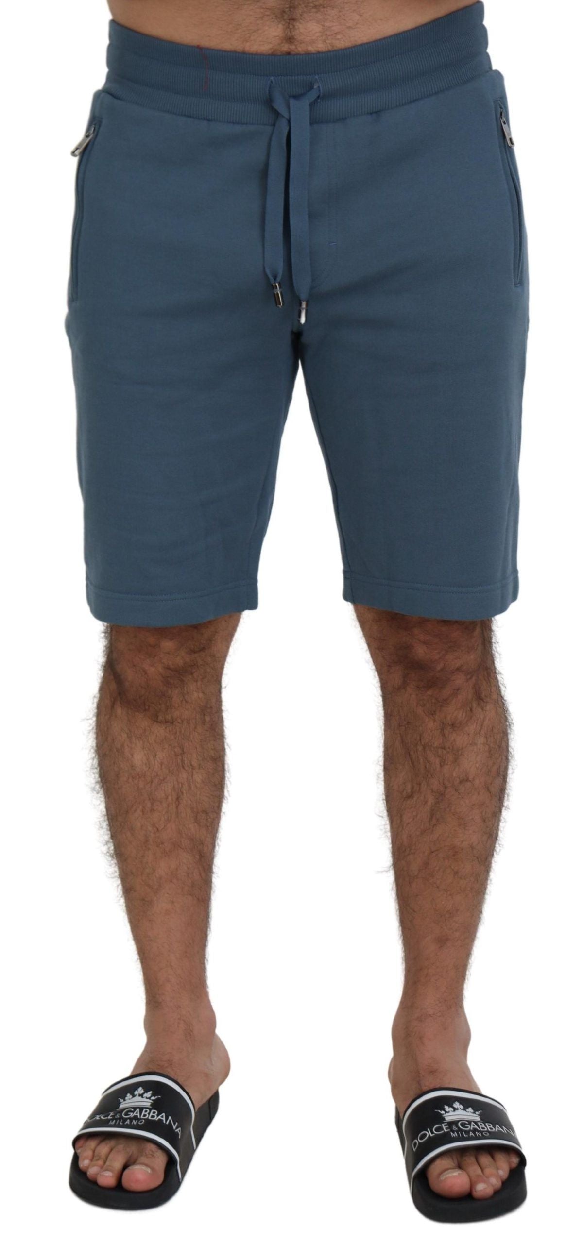 Dolce & Gabbana Blue Cotton Bermuda Casual Mens Shorts | Regal Royce