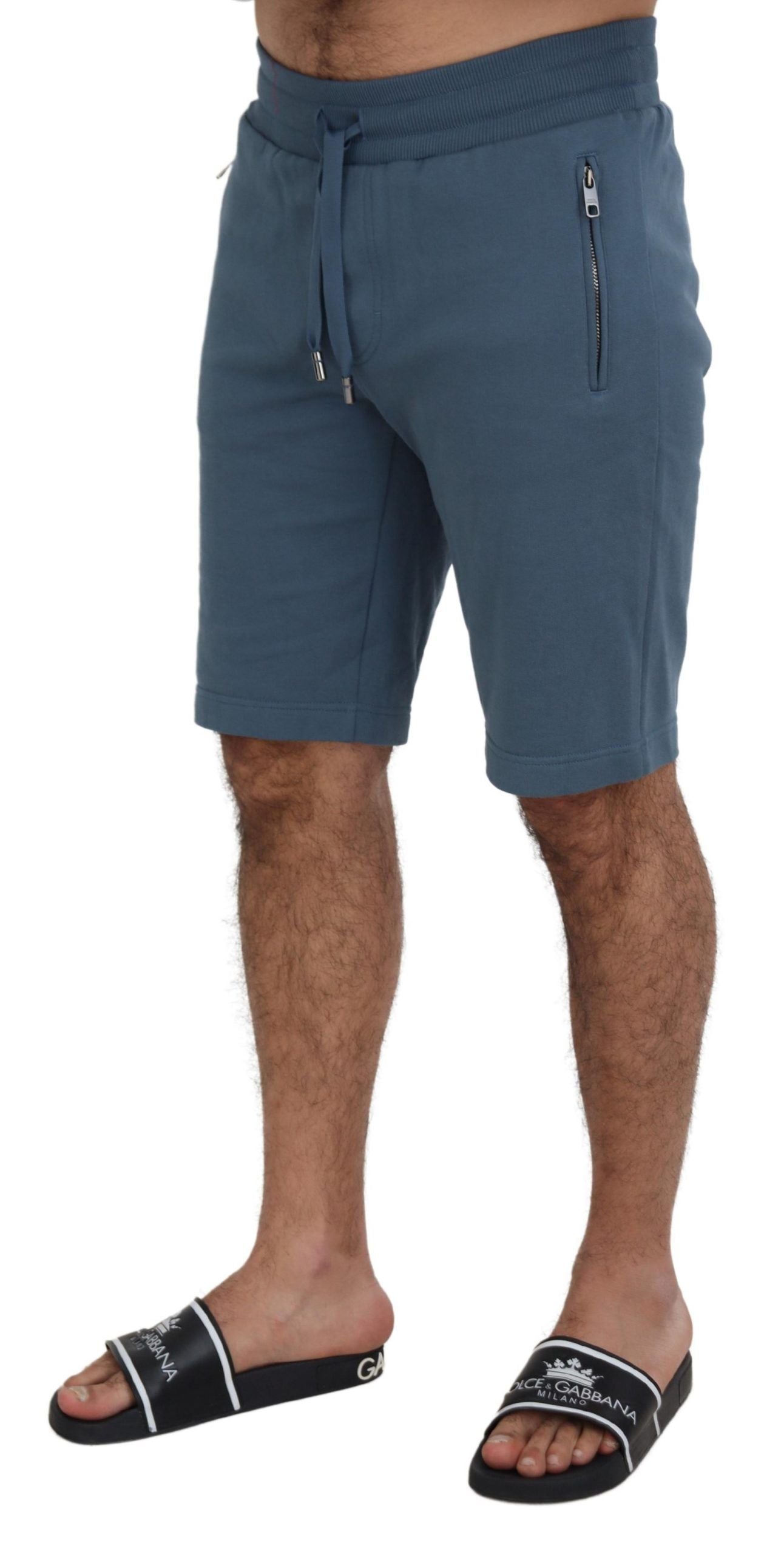 Dolce & Gabbana Blue Cotton Bermuda Casual Mens Shorts | Regal Royce