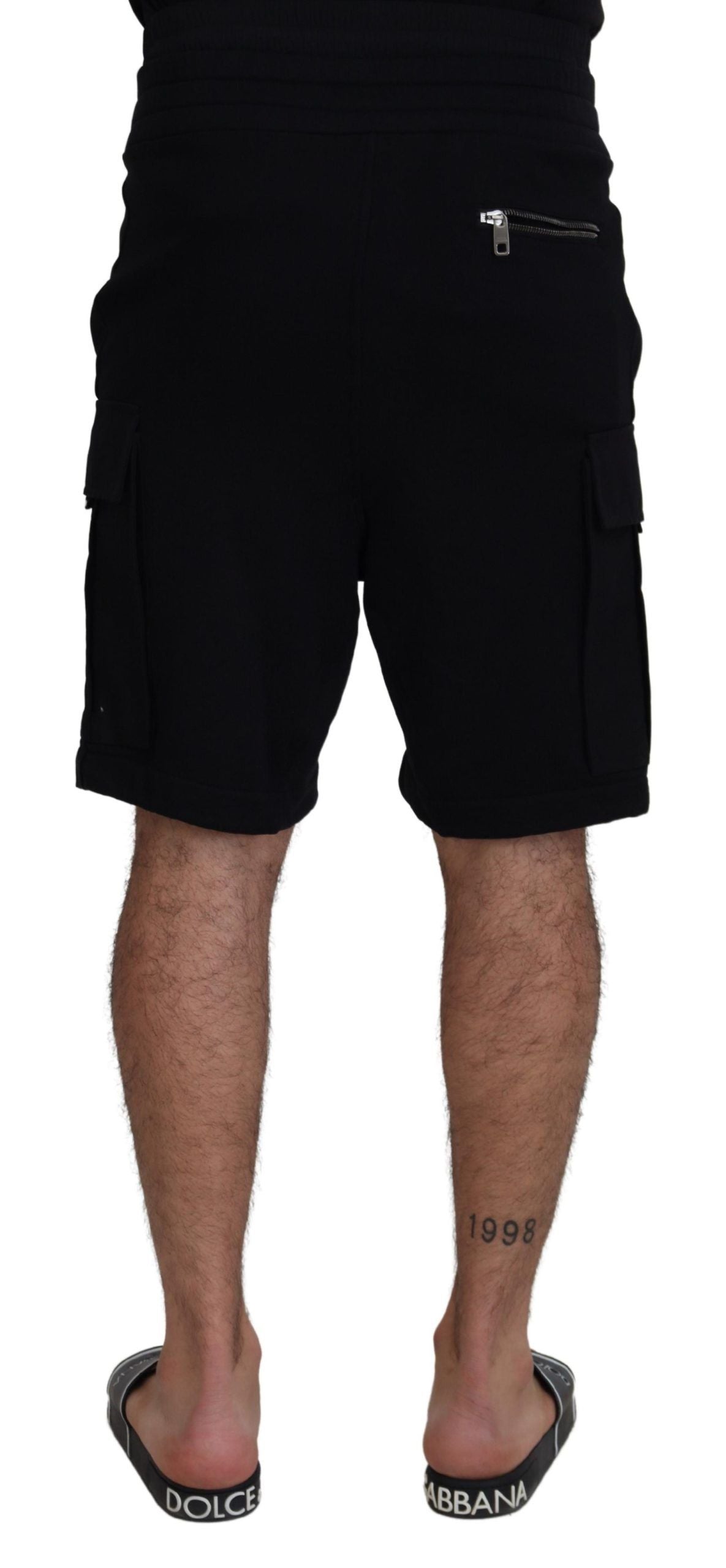 Dolce & Gabbana Black Cotton Bermuda Cargo Shorts | Regal Royce