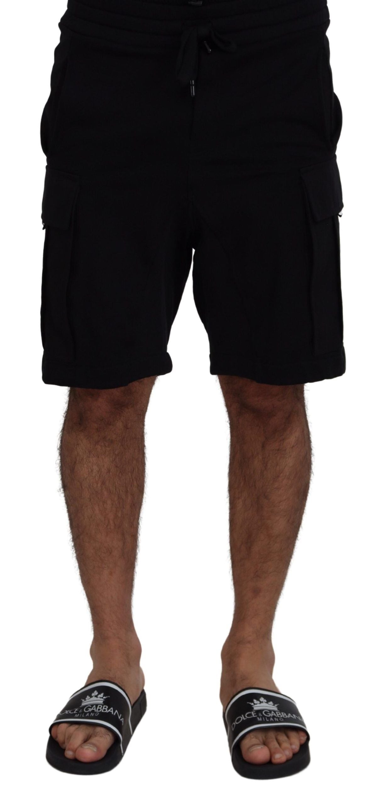Dolce & Gabbana Black Cotton Bermuda Cargo Shorts | Regal Royce