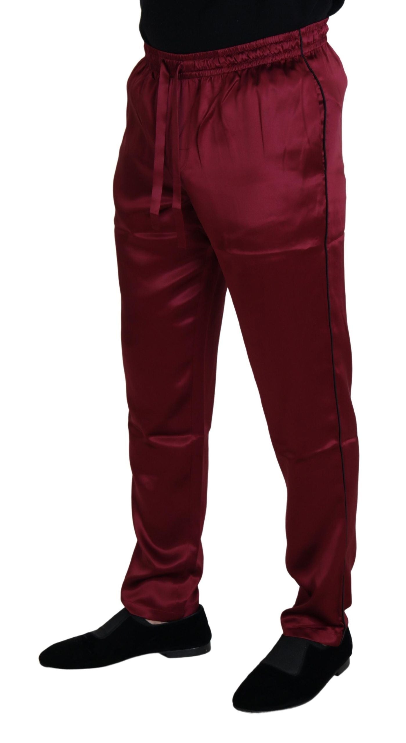 Dolce & Gabbana Bordeaux Silk DG Sleep Lounge Pants | Regal Royce