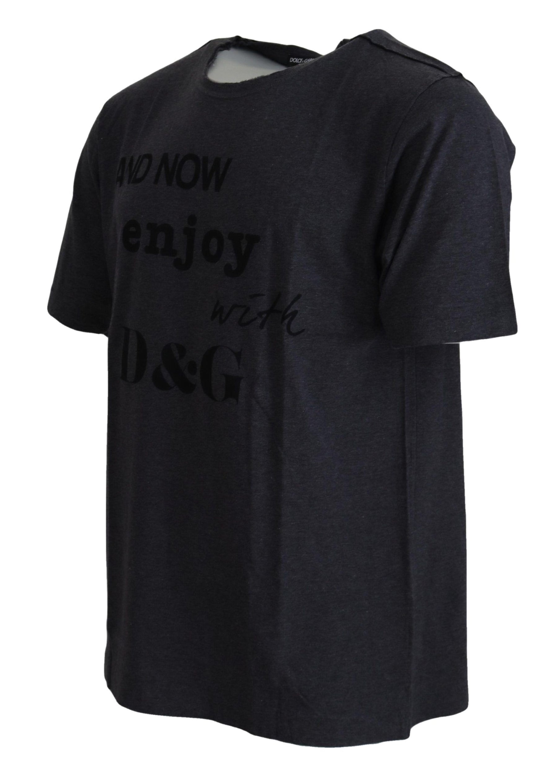 Dolce & Gabbana Gray Crewneck Cotton Short Sleeve  T-shirt | Regal Royce