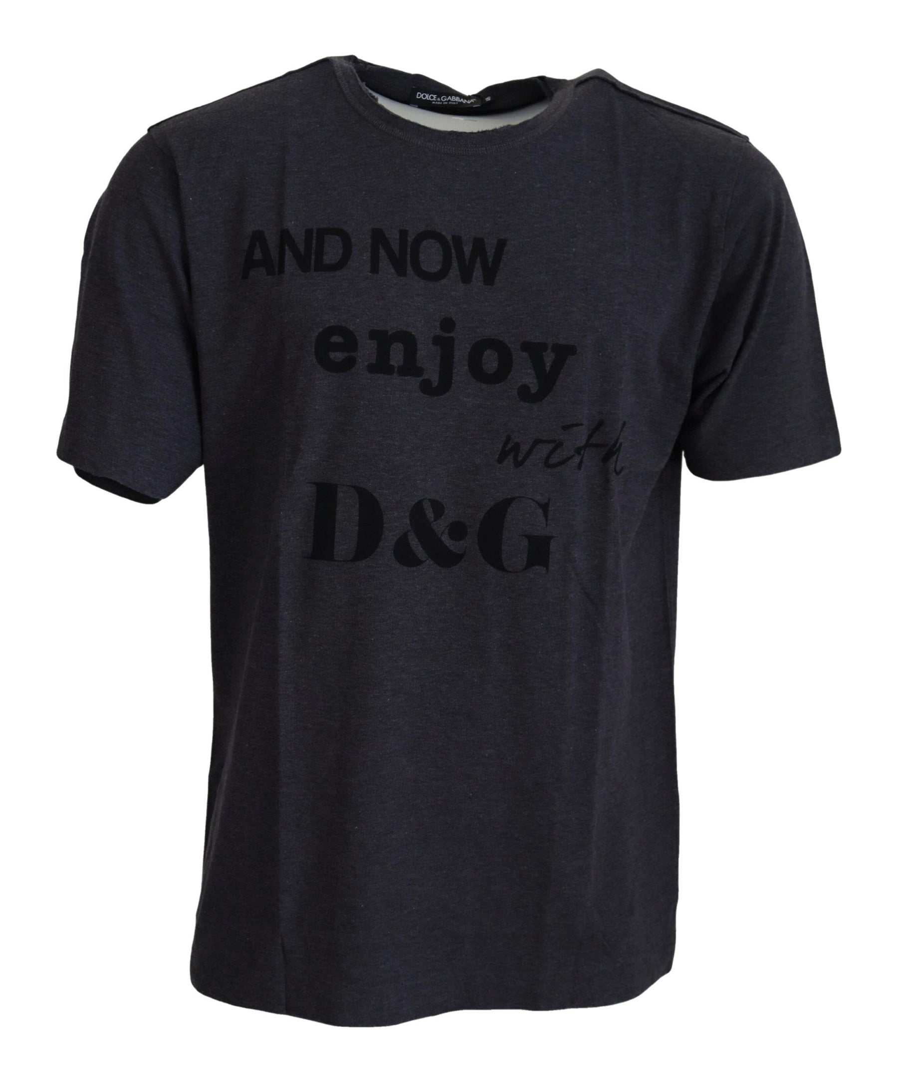 Dolce & Gabbana Gray Crewneck Cotton Short Sleeve  T-shirt | Regal Royce