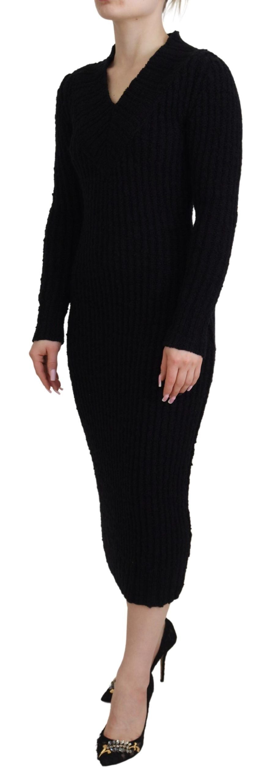 Dolce & Gabbana Black Wool Knitted Sheath Sweater Dress | Regal Royce
