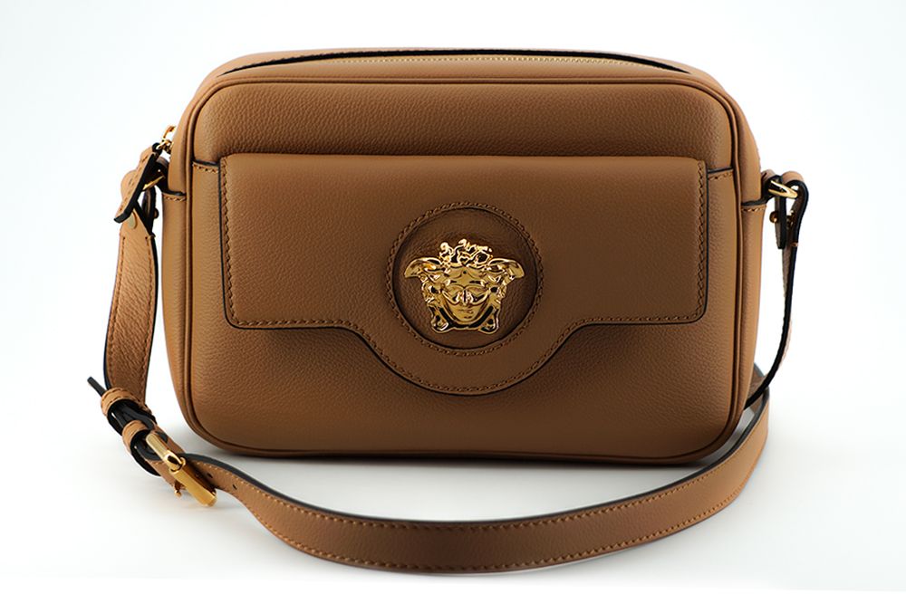 Versace Brown Calf Leather Camera Shoulder Bag | Regal Royce