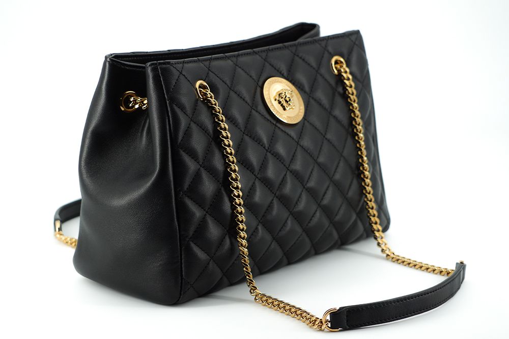 Versace Black Quilted Nappa Leather Medusa Tote Handbag | Regal Royce