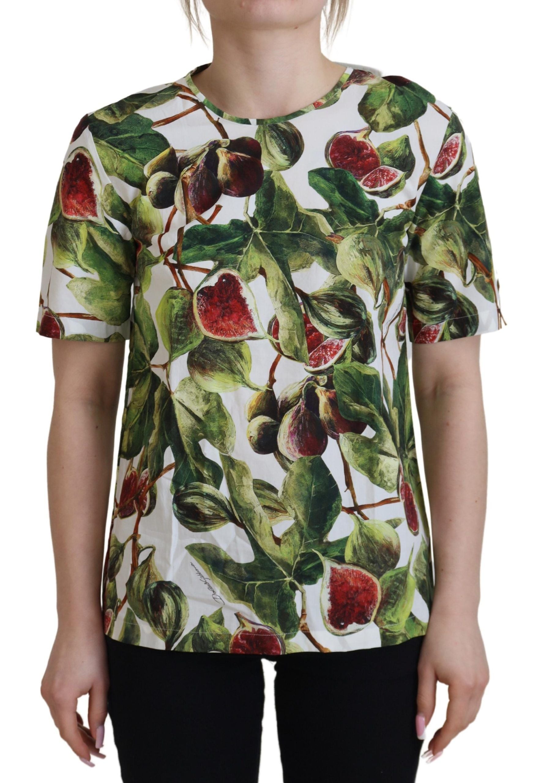 Dolce & Gabbana Crew-neck Cotton Top Blouse Fruit T-shirt | Regal Royce