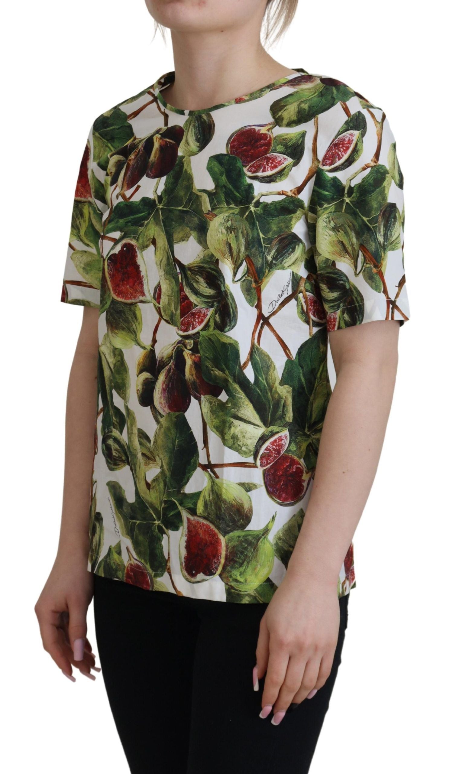 Dolce & Gabbana Crew-neck Cotton Top Blouse Fruit T-shirt | Regal Royce