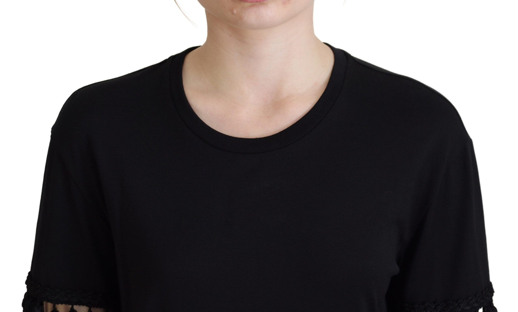Dolce & Gabbana Black T-shirt Blouse Tassle Cotton Blouse | Regal Royce