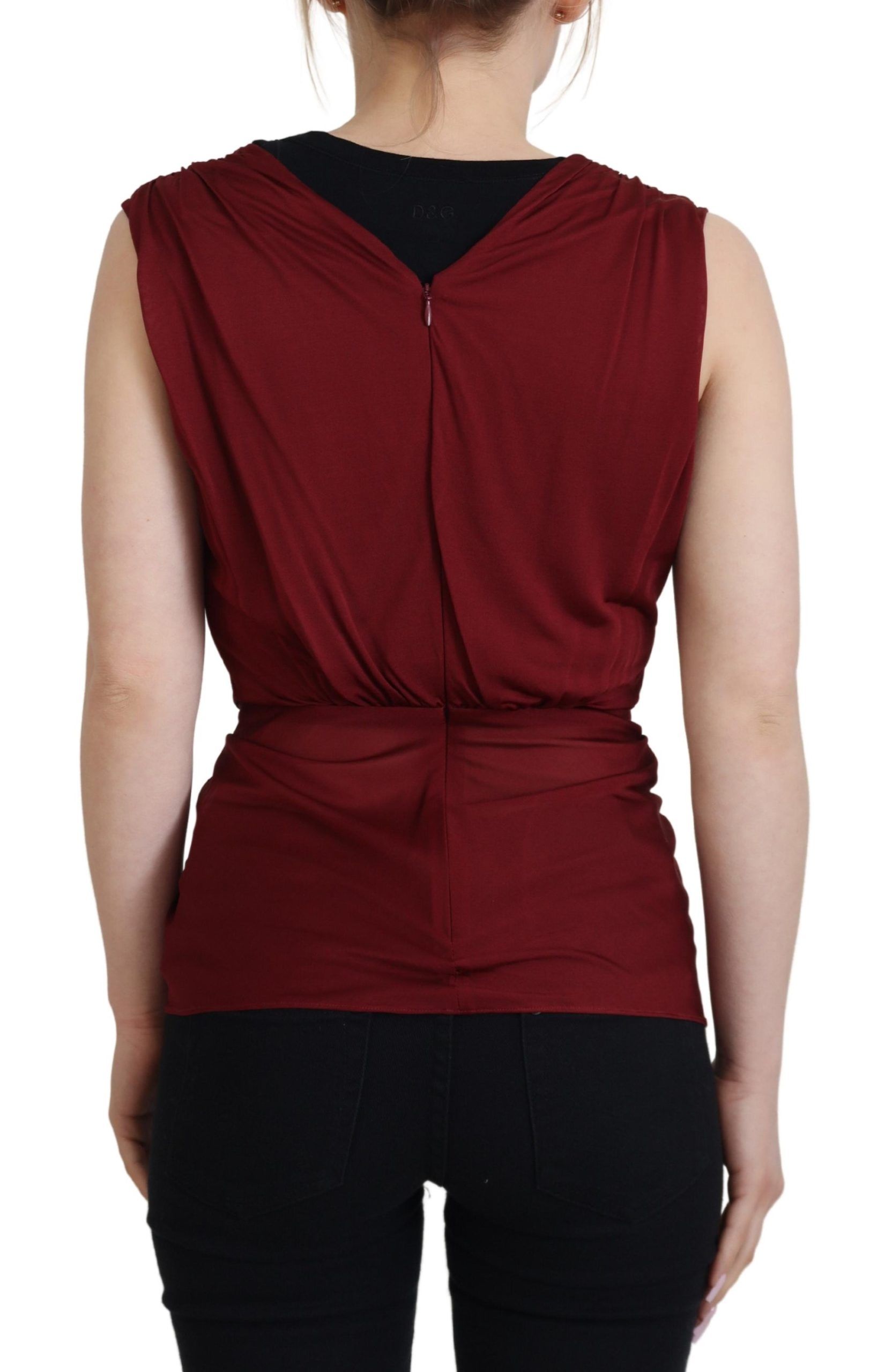 Dolce & Gabbana Bordeaux Silk Stretch Top Vest Blouse | Regal Royce