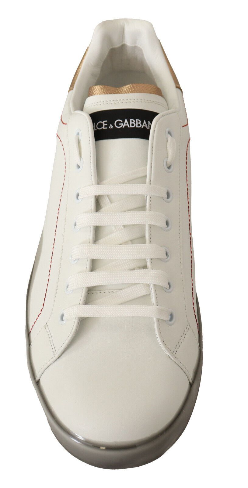 Dolce & Gabbana White Gold Leather Low Top Sneakers Casual Shoes | Regal Royce