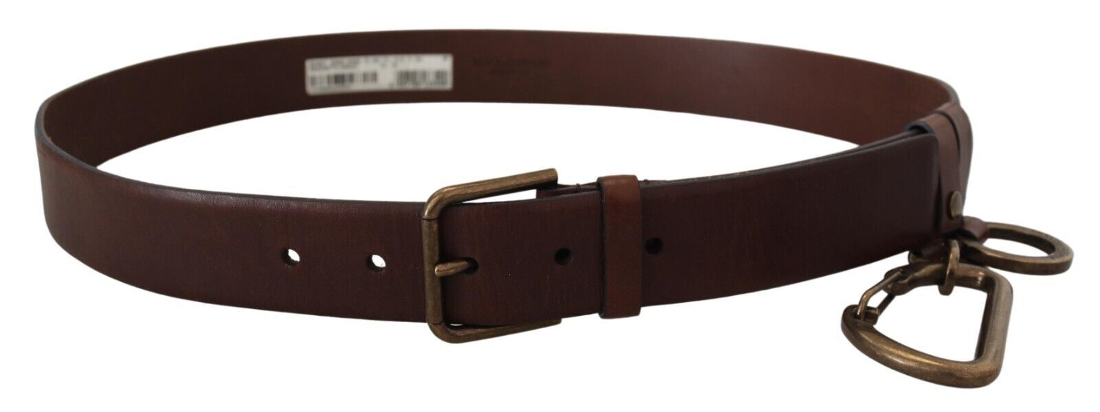 Dolce & Gabbana Brown Leather Gold Metal Buckle Carabiner Belt | Regal Royce