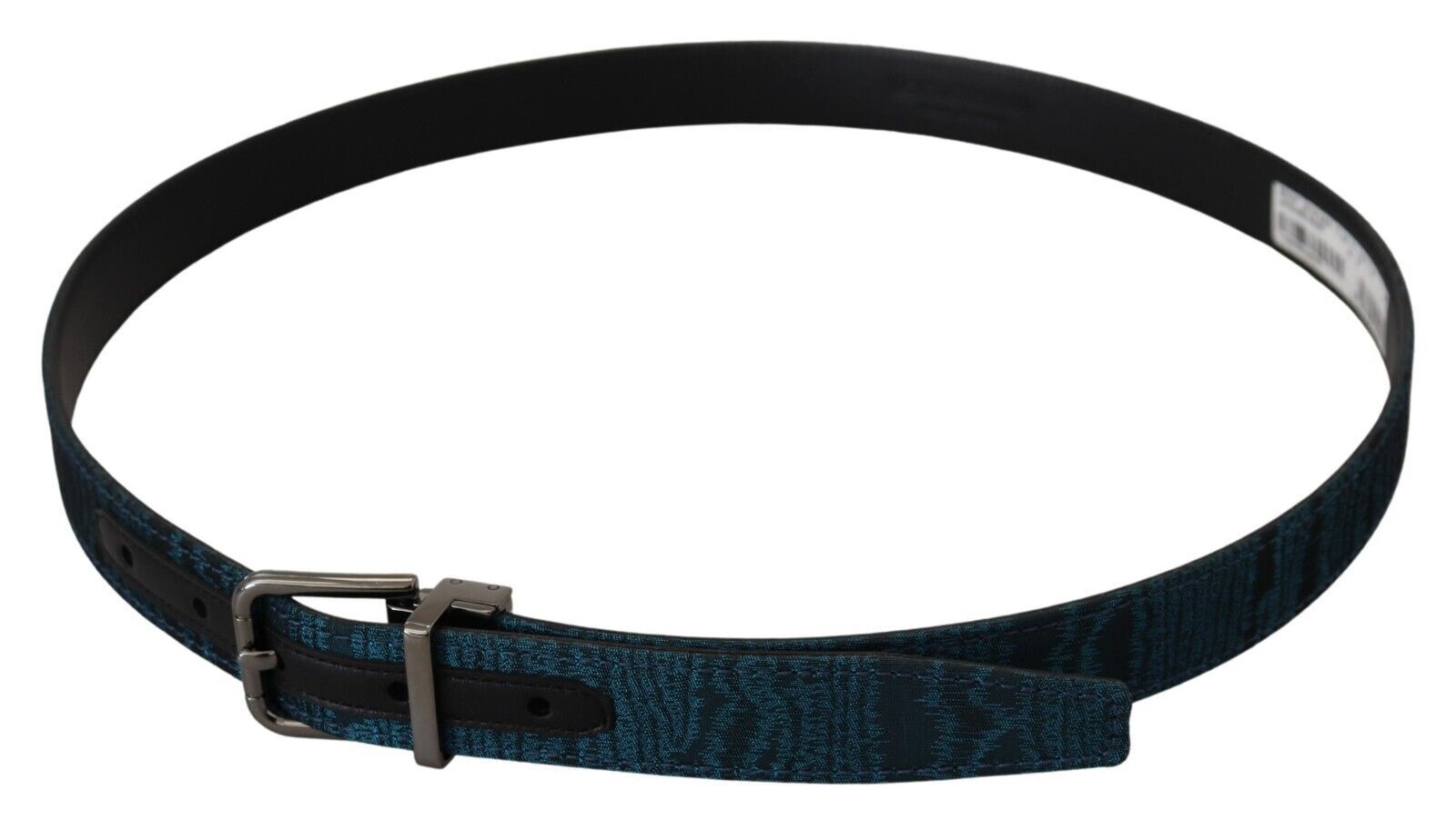 Dolce & Gabbana Blue Jacquard Moire Silver Metal Belt Men | Regal Royce